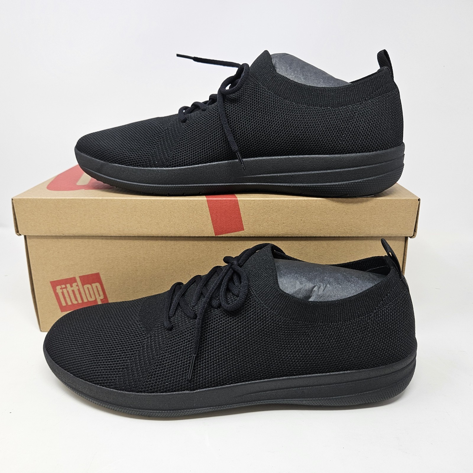 FitFlop F-Sporty UberKnit Poly/Nylon Black Comfort Stretch Sneakers / Women’s 12