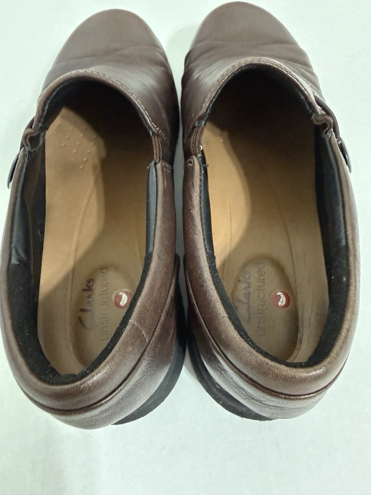 Clarks Unstructured Women’s Brown Leather Slip-on Cushion Soft Shoes, 6M