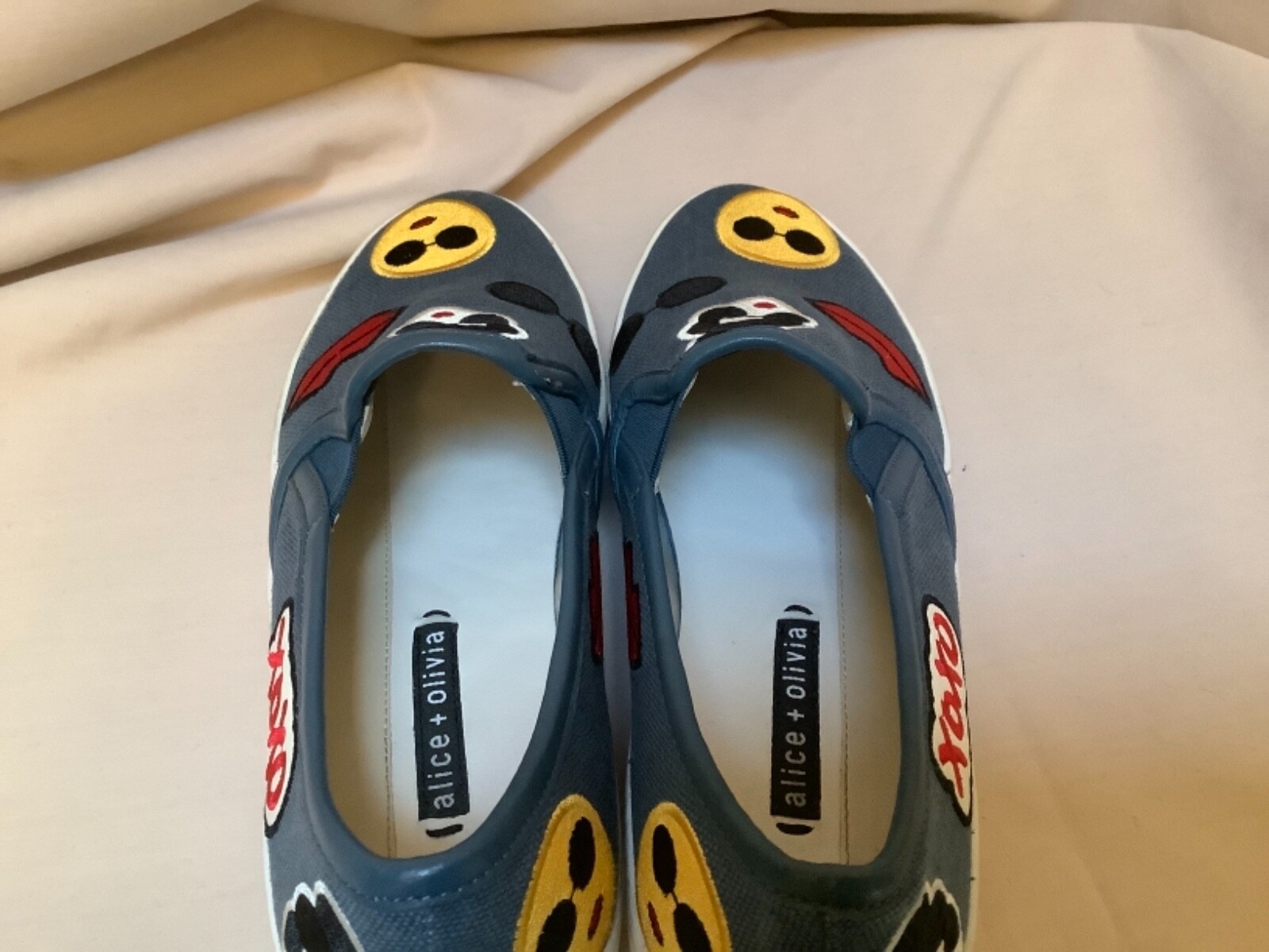 ALICE OLIVIA EMOJI STACE FACE JEAN SNEAKERS PLATFORM 8.5