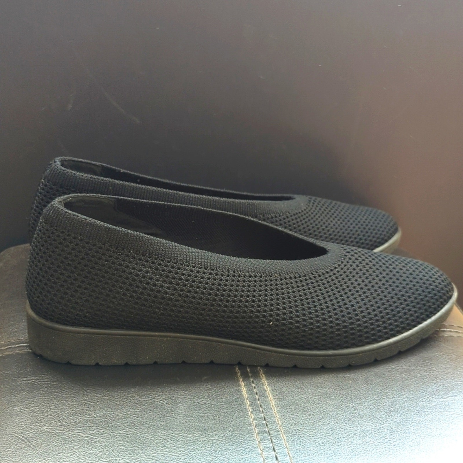 Eileen Fisher Black Heaven Slip On Stretch Knit Comfort Sneaker Size 10