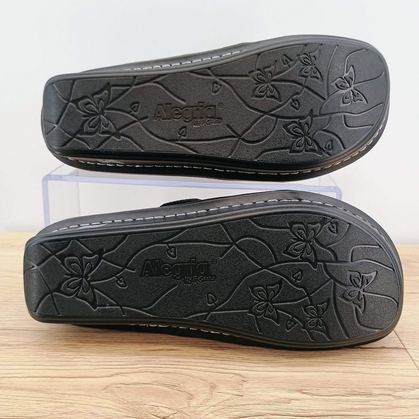 Alegria Sandy Womens 8 EU 38 Black Snake Print Leather Comfort Slip On Clog Shoe