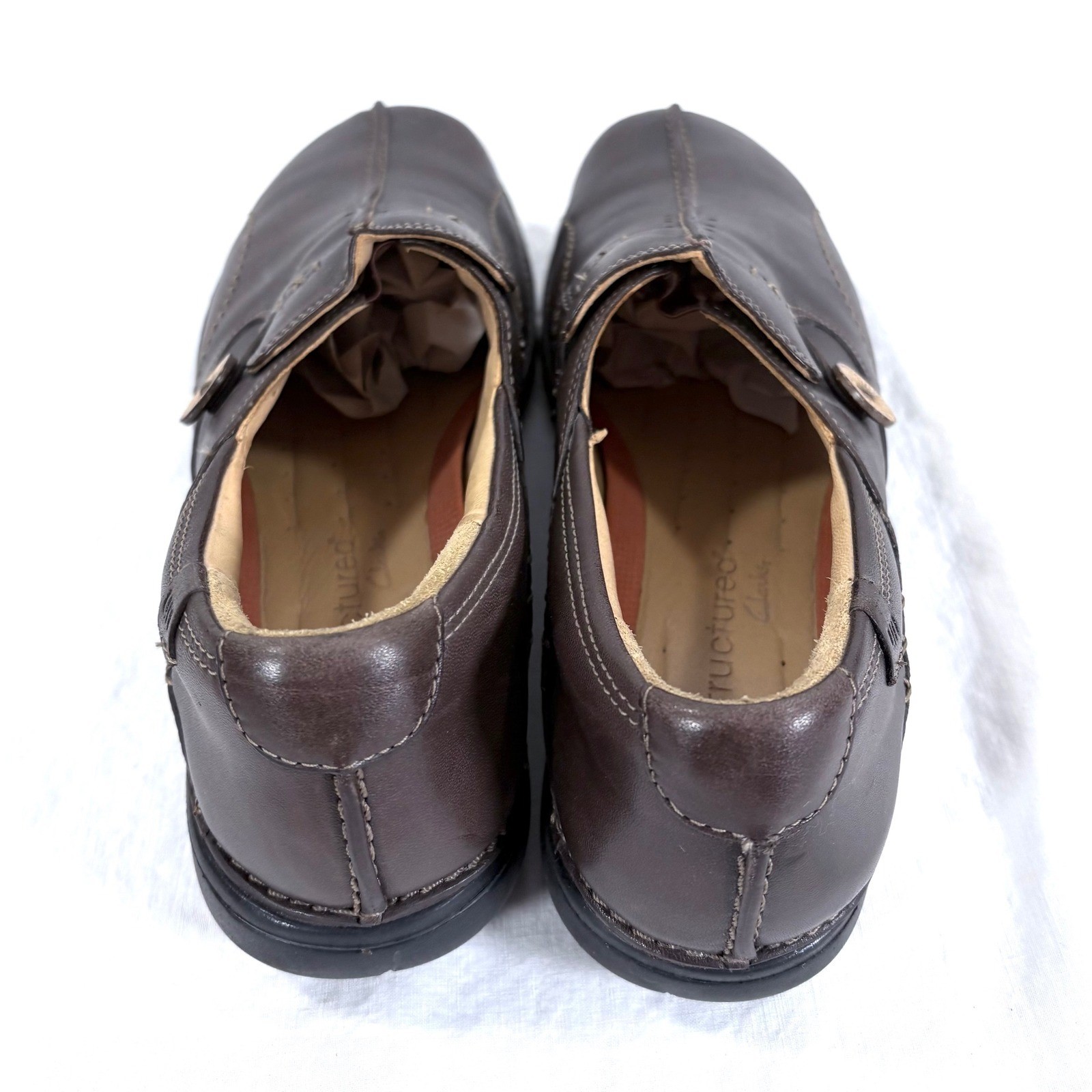 Clarks Unstructured Un Loop Loafers Dark Brown Leather Slip On Shoes Women 11