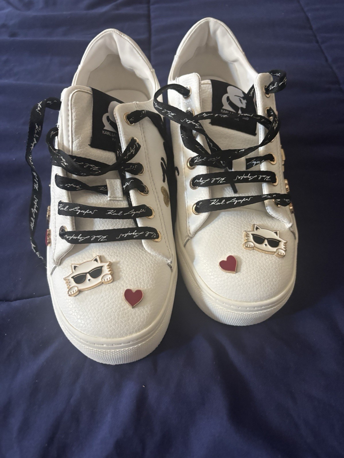 Karl Lagerfeld Paris Cate Pins White Platform Lace Up Sneakers Women’s Size 9