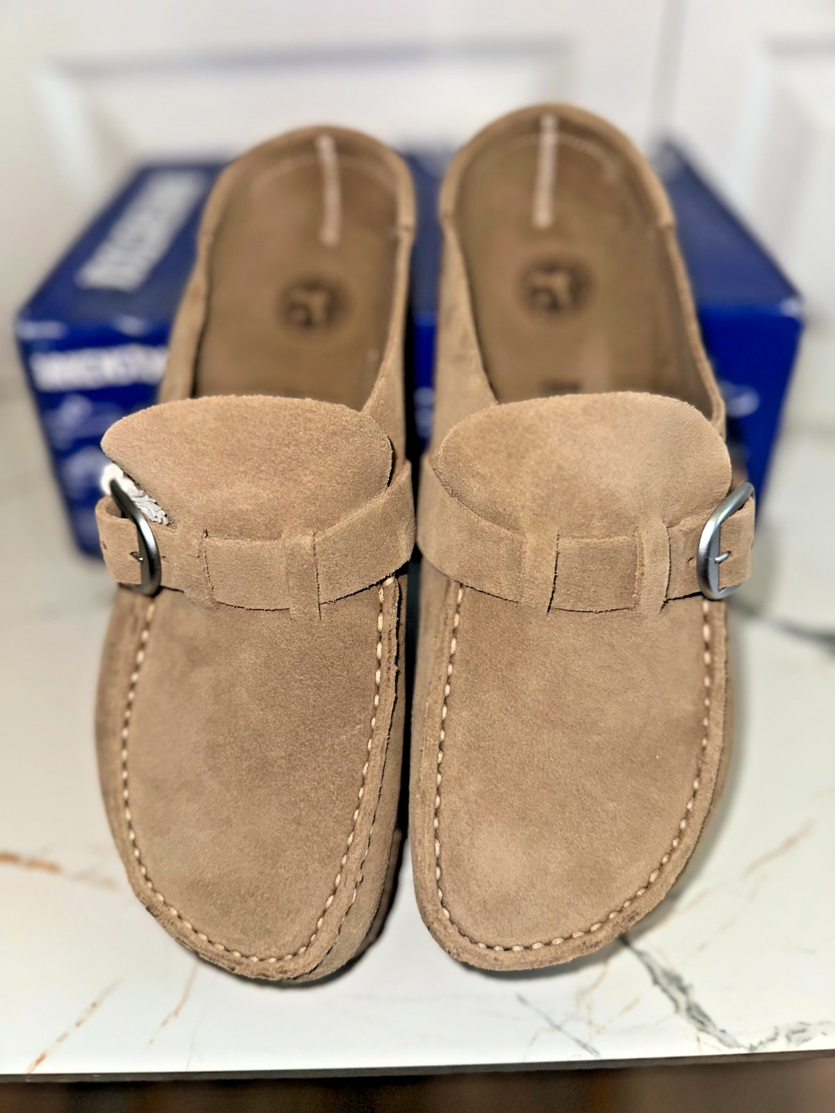 Birkenstock BUCKLEY Suede Clog GRAY TAUPE Narrow US 8 – 8.5 EU 39 NEW NIB