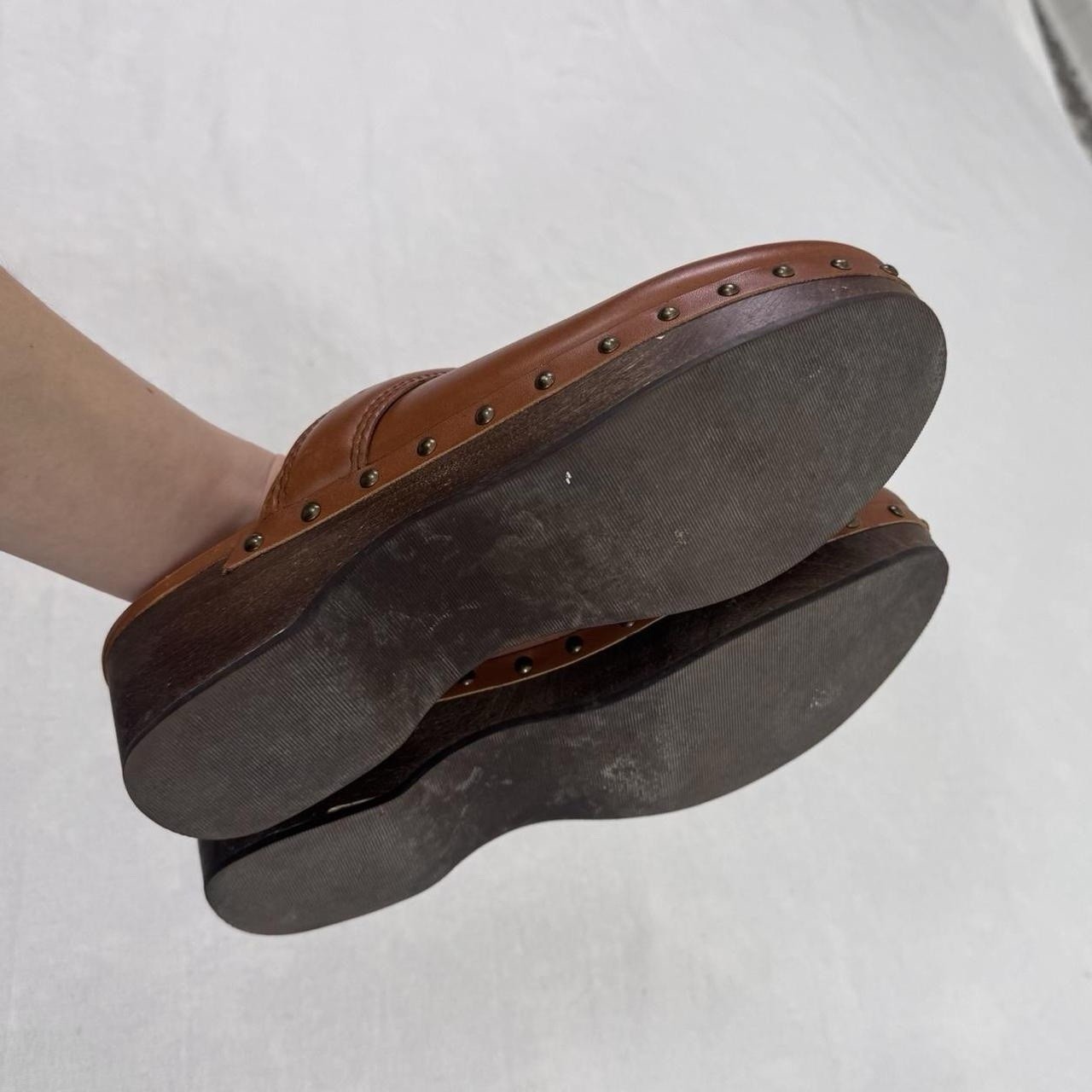 Madewell Womens Cecily Studded Clogs Brown Leather Slip On Mules Size 7.5