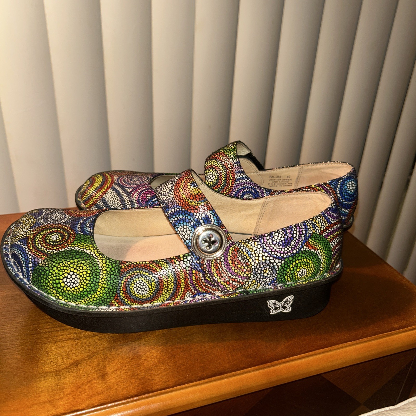 Alegria Paloma Bullseye Mary Jane Clogs Leather Womens 9.5 /40