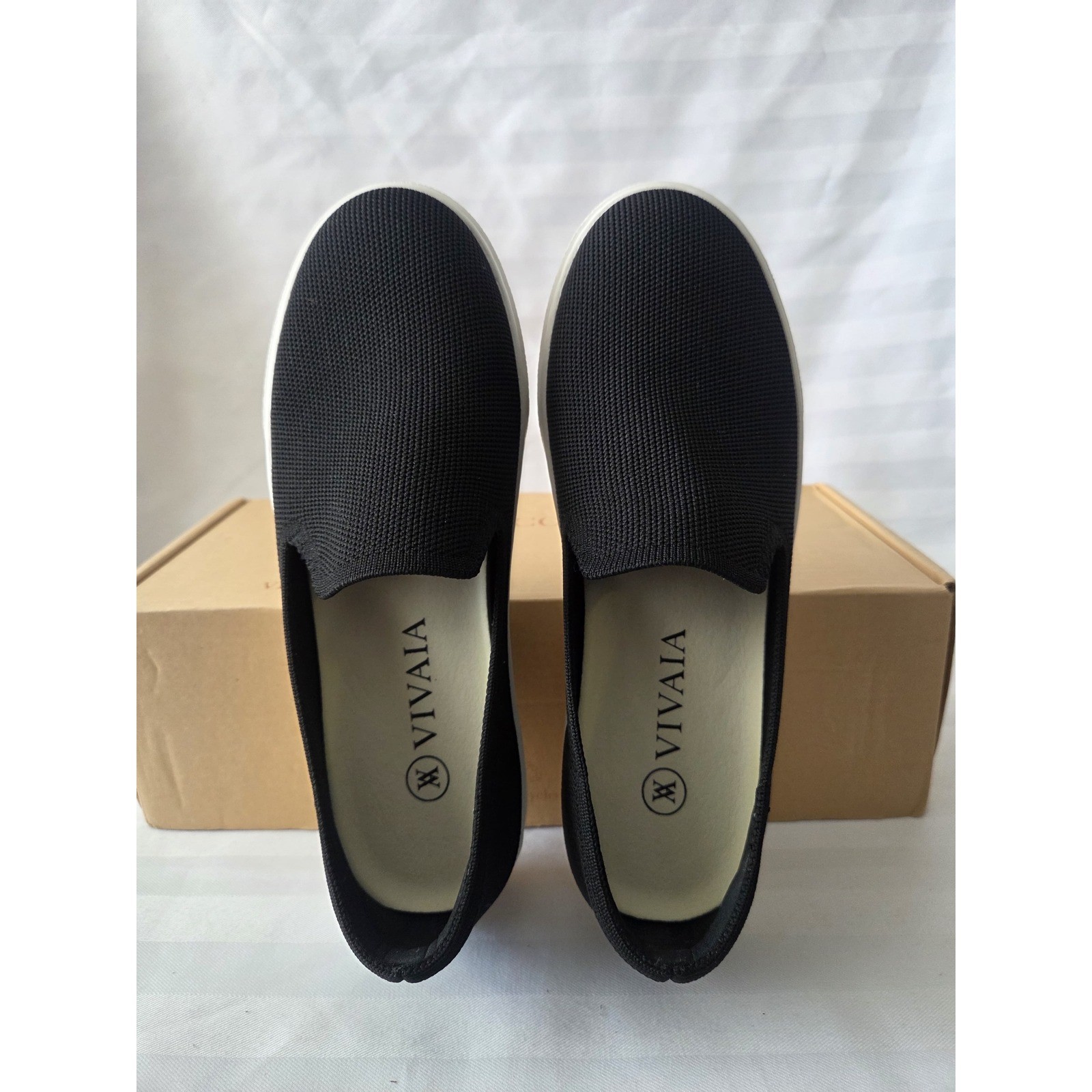 Vivaia Black Knit Slip On Sneakers Womens Sustainable Loafers Size US 7