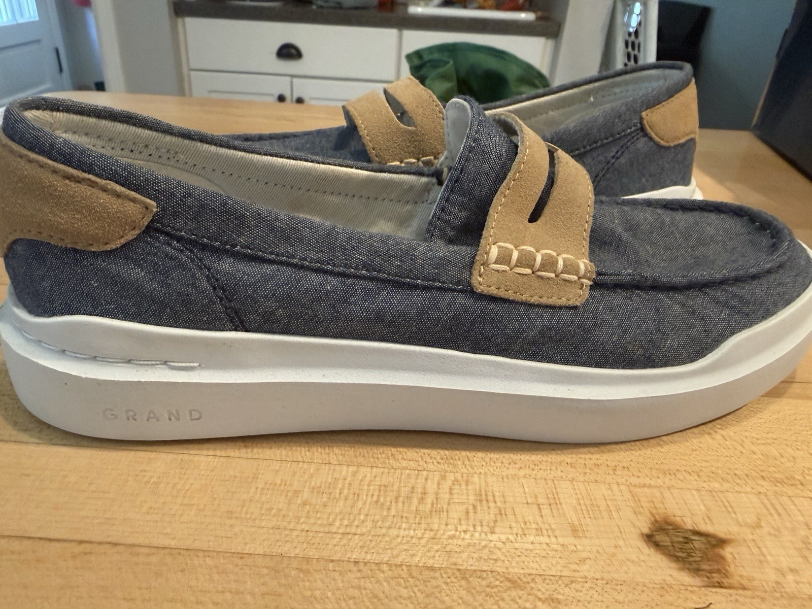 Cole Haan Grand GP RLY Canvas Loafer Slip-On Blue/Brown Women’s US 9