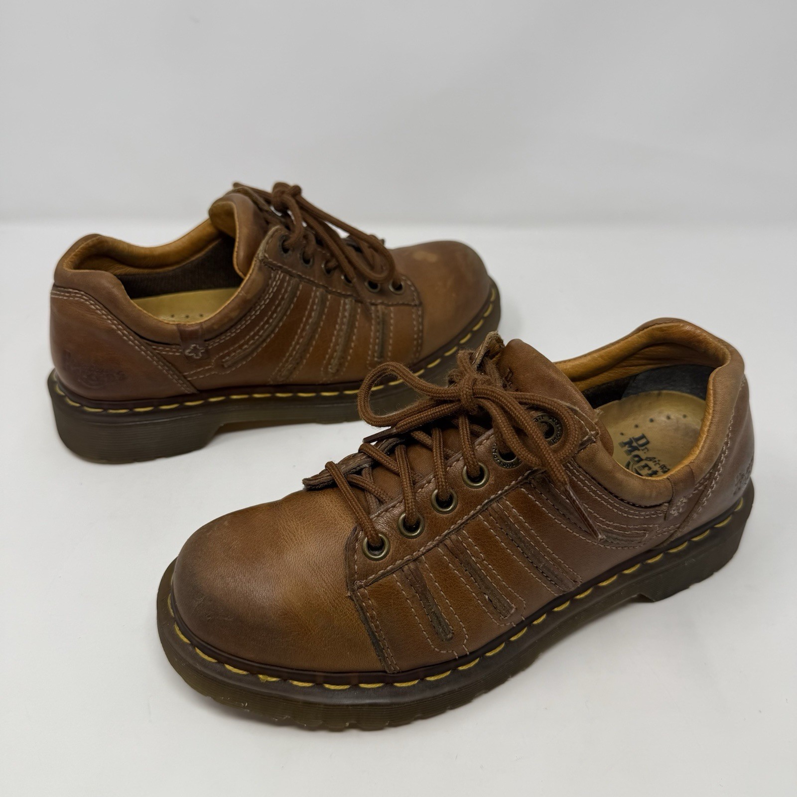 Y2K Dr Martens Chunky Oxford Shoes Brown Leather 12037 Womens Size US 7 UK 5