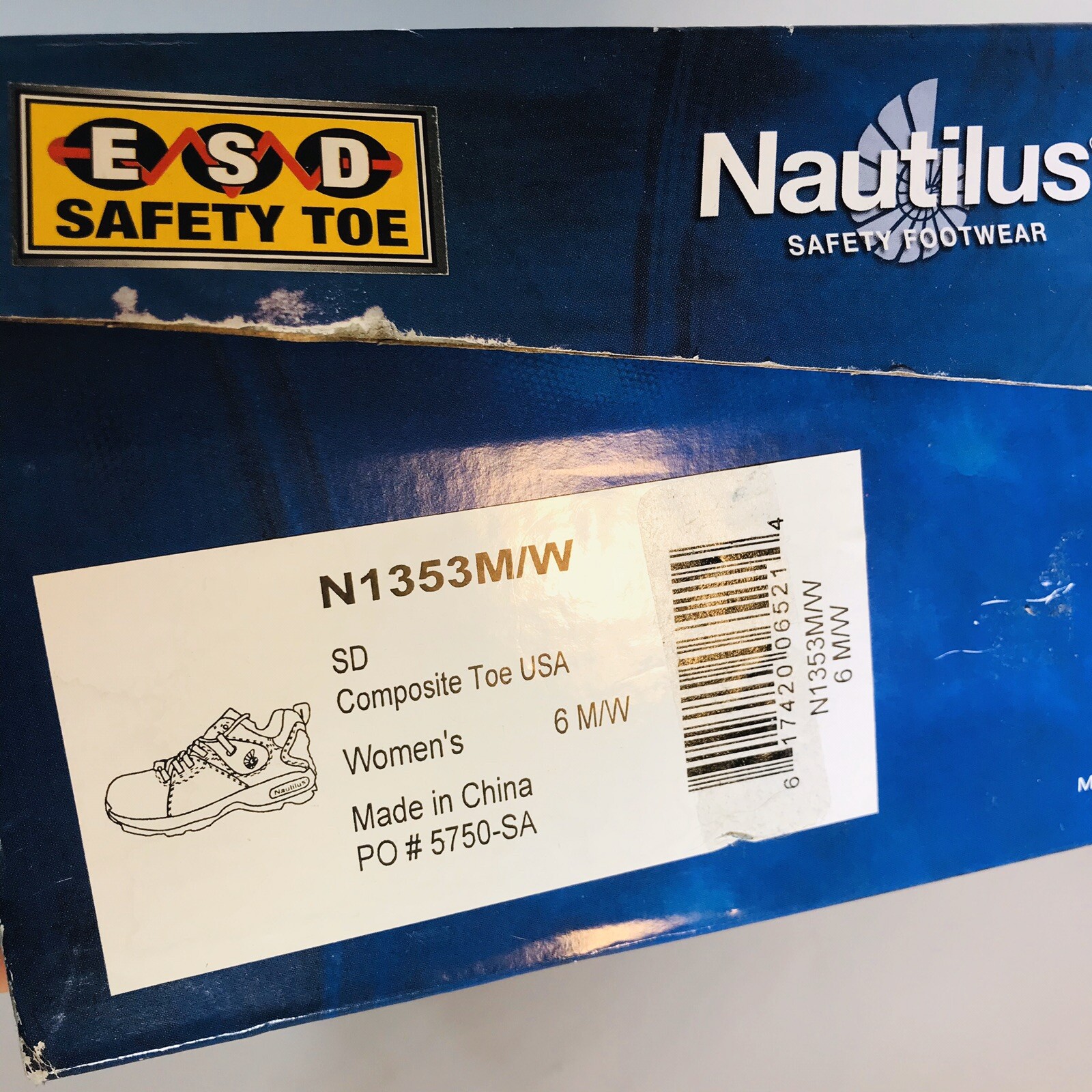 Nautilus 1353 ESD Composite Safety Toe Athletic Shoe Brown Leather Womens 6 M/W