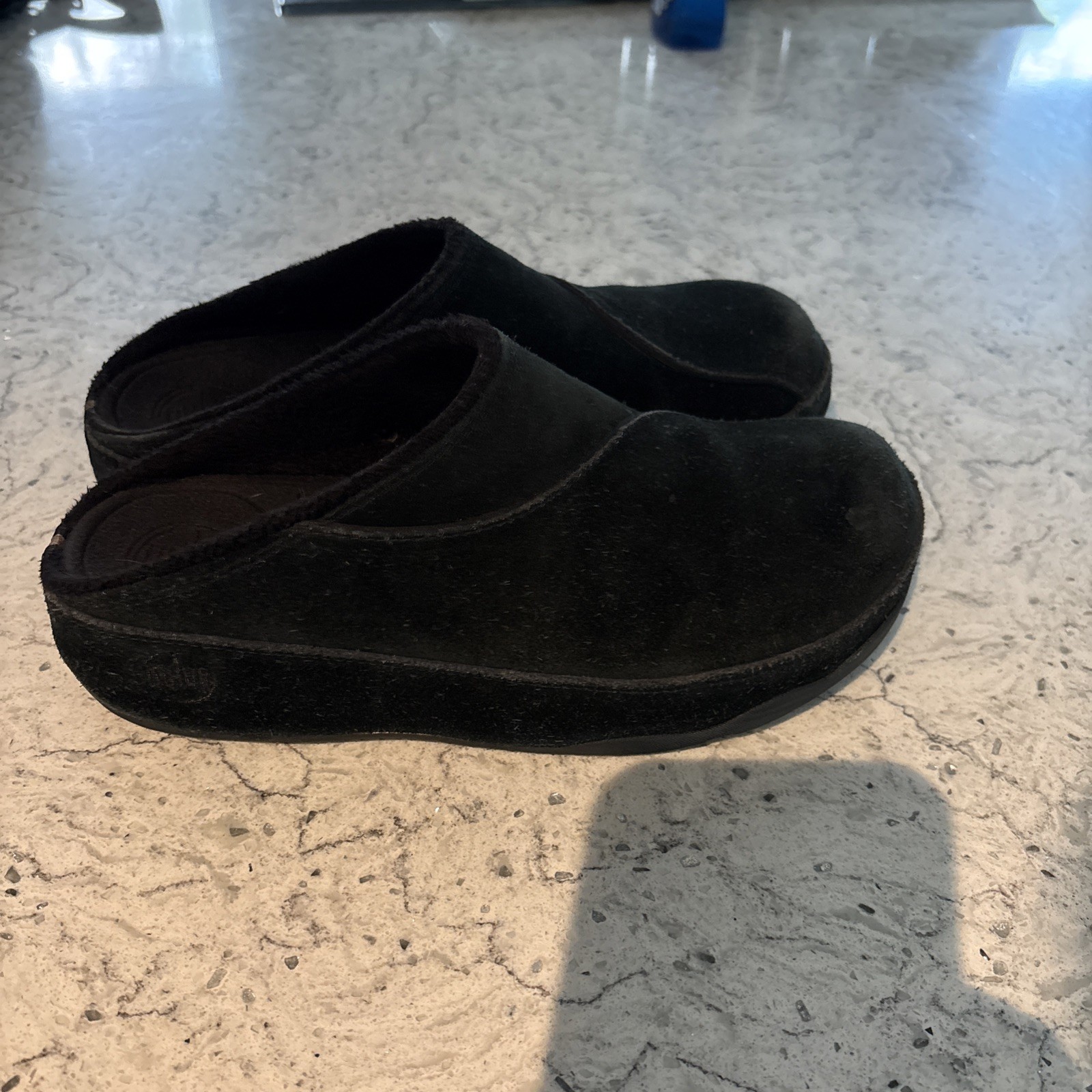 Fitflop Shoes Women’s Loaff Mule Clogs Black Suede Comfort Slip On Sz 9 M