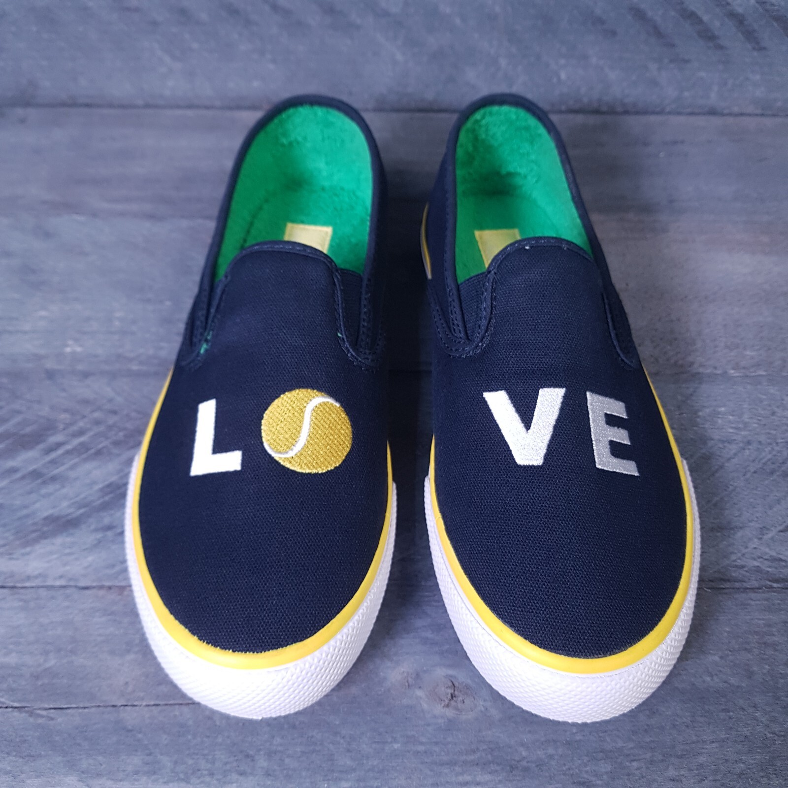 SPERRY x BROOKS BROTHERS “Love” Tennis Slip On Shoes Womens 8 Blue White