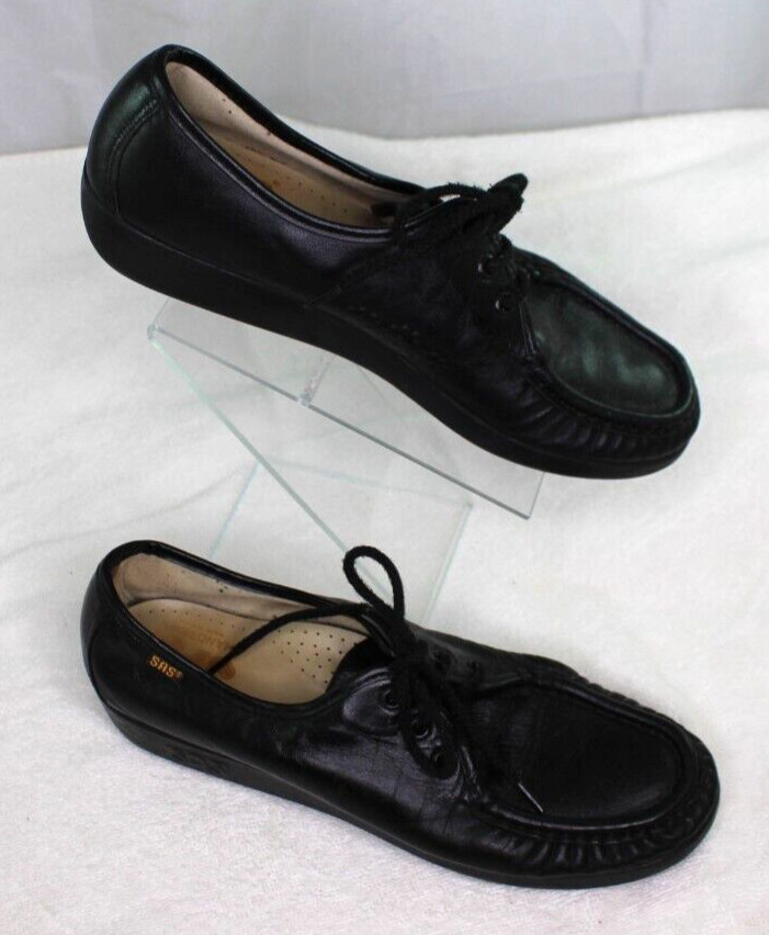 SAS Siesta Genuine Handsewn Women’s Comfort Leather Lace Up MOC Shoes Size 8