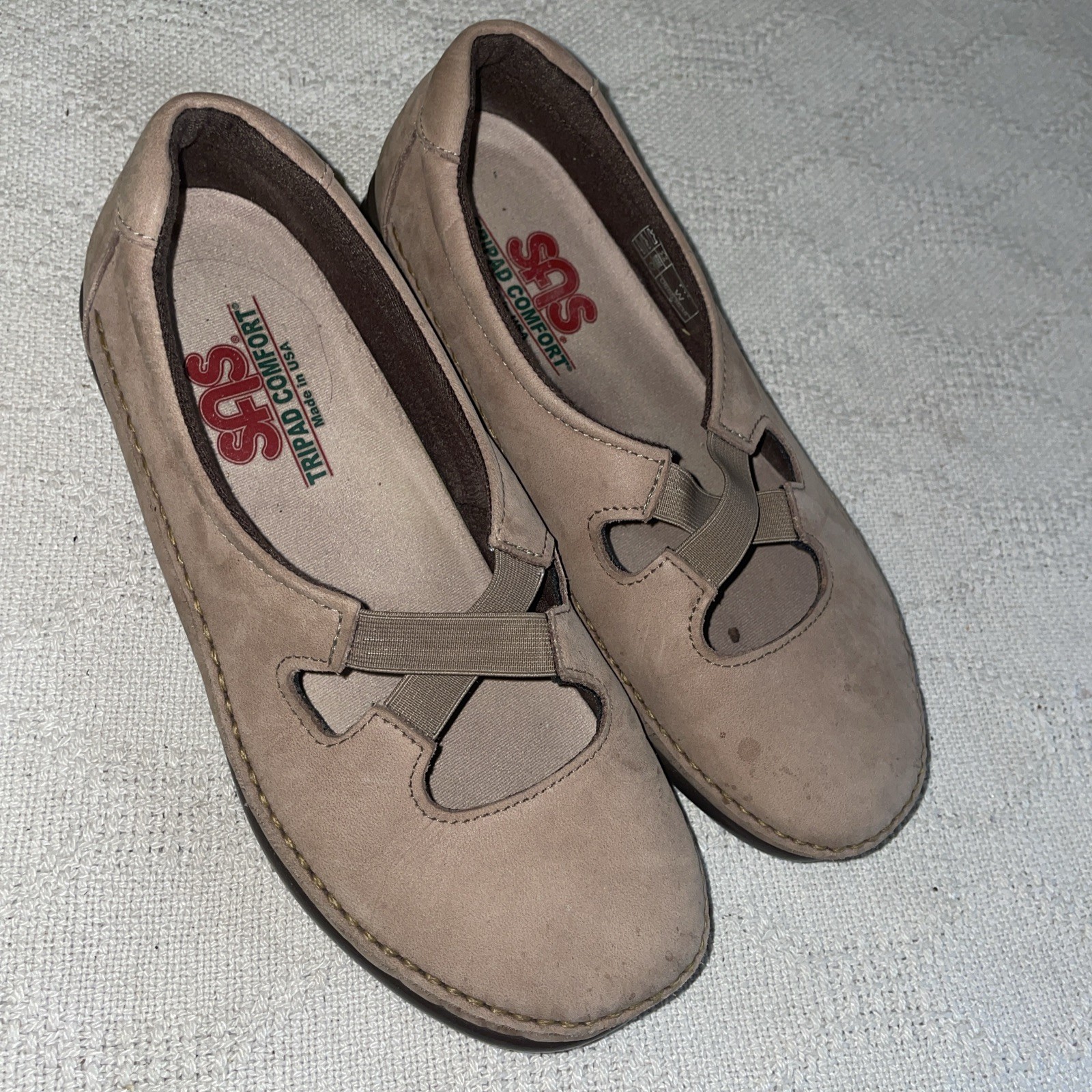 SAS Tripad Women’s Casual Shoes Size 7.5 W Beige Leather Going Out Party Fun