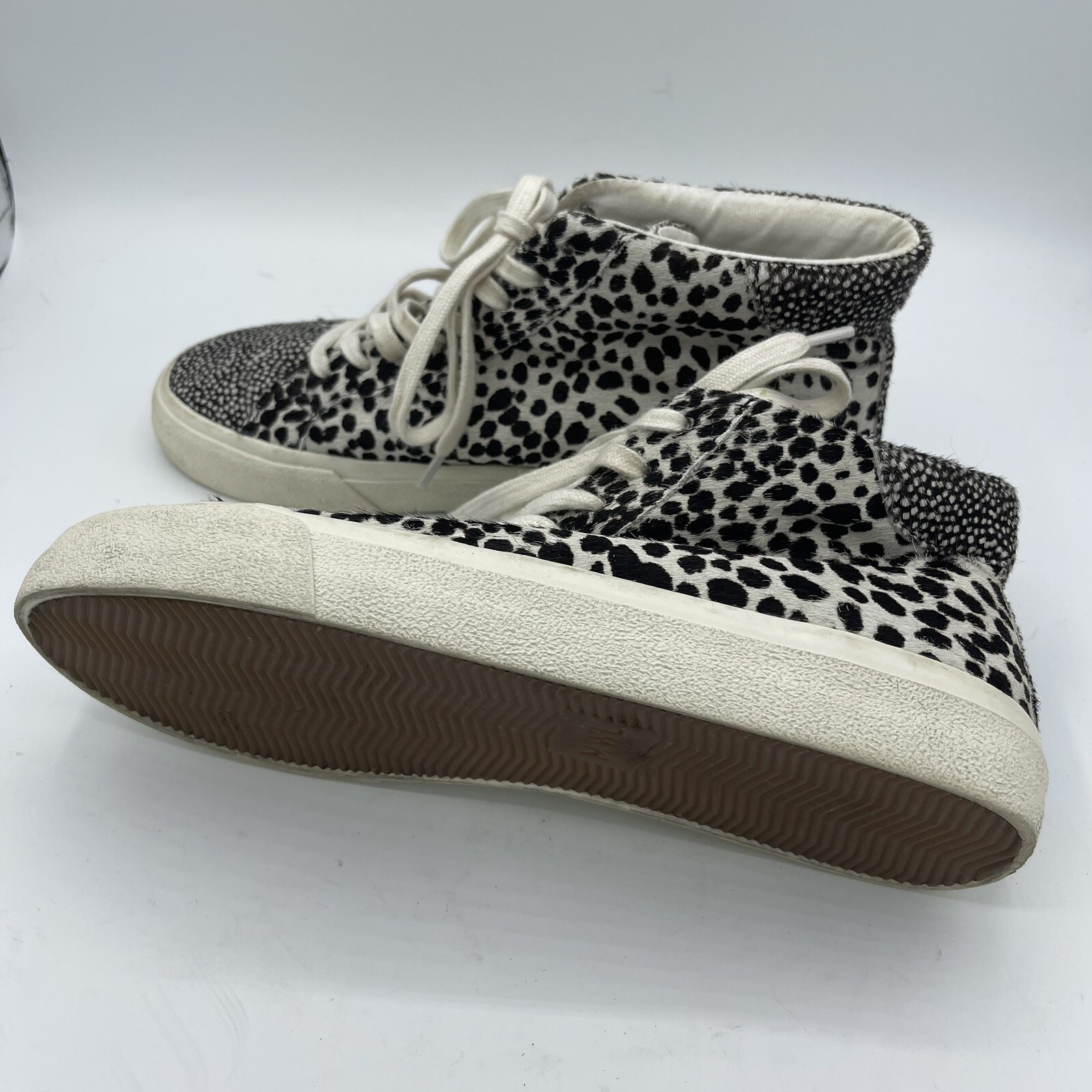 Madewell Women Shoes Sidewalk High-Top Spotted Genuine Calf Hair Sneaker Size 7