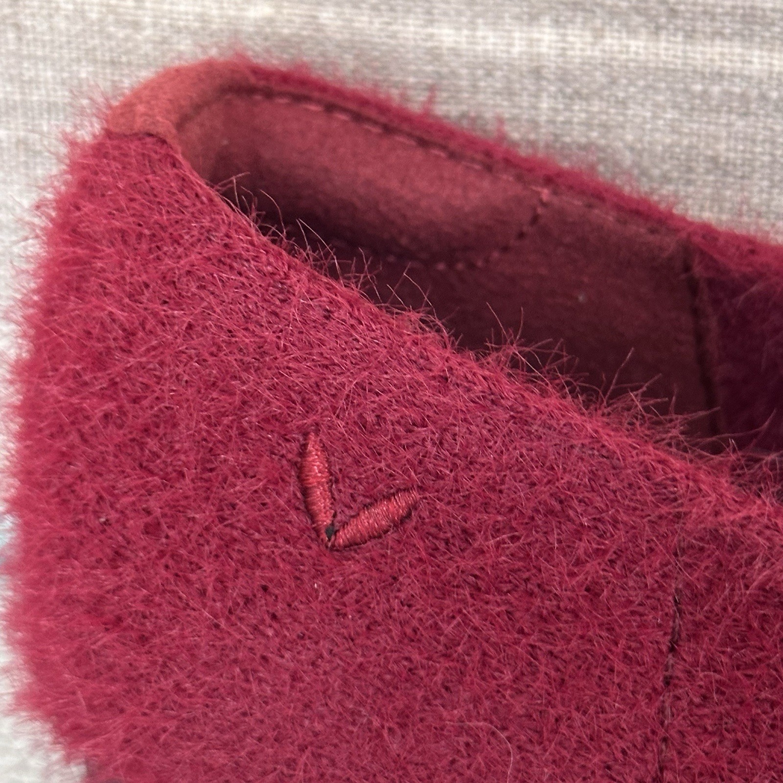 Vivaia Square Toe Recycled Mink K Faux Fur Flats Margot 2.0 Maroon 35.5 US 5.5