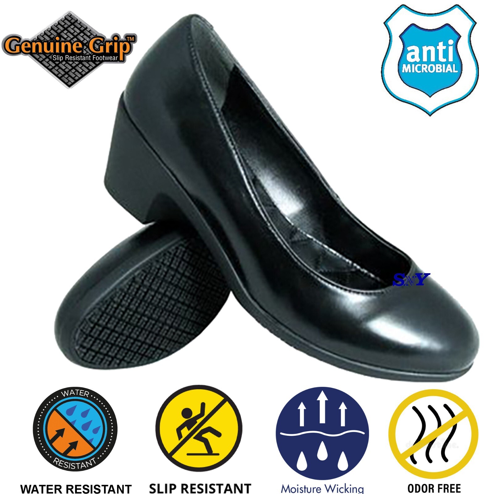 GENUINE GRIP Sevice Heel Dress Shoes Slip Resistant Nurse Hospitality Work gg