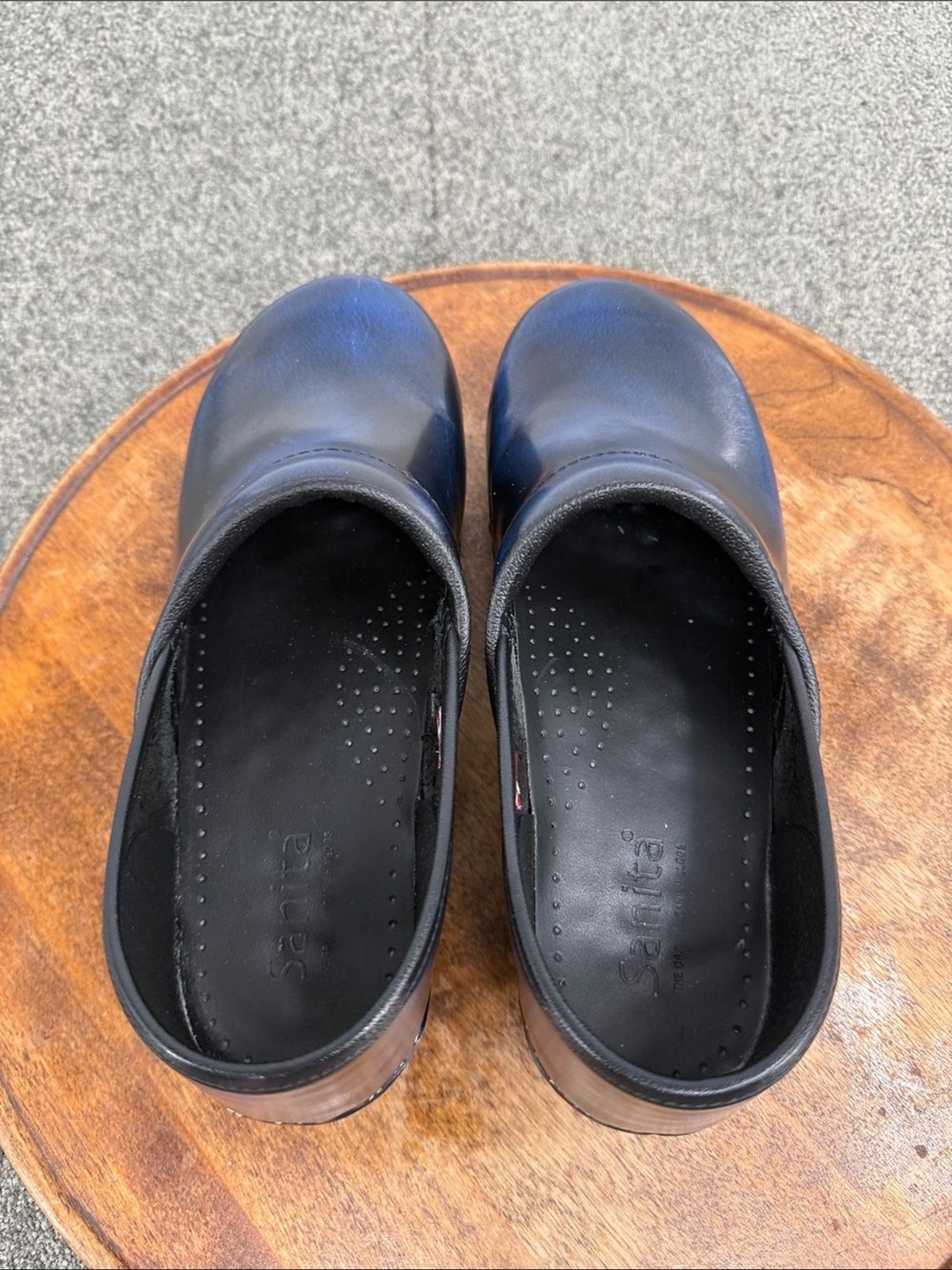 Sanita Shoes Wm 40 US 9 Blue Leather Slip-On Clogs Nursing Professional Slip On