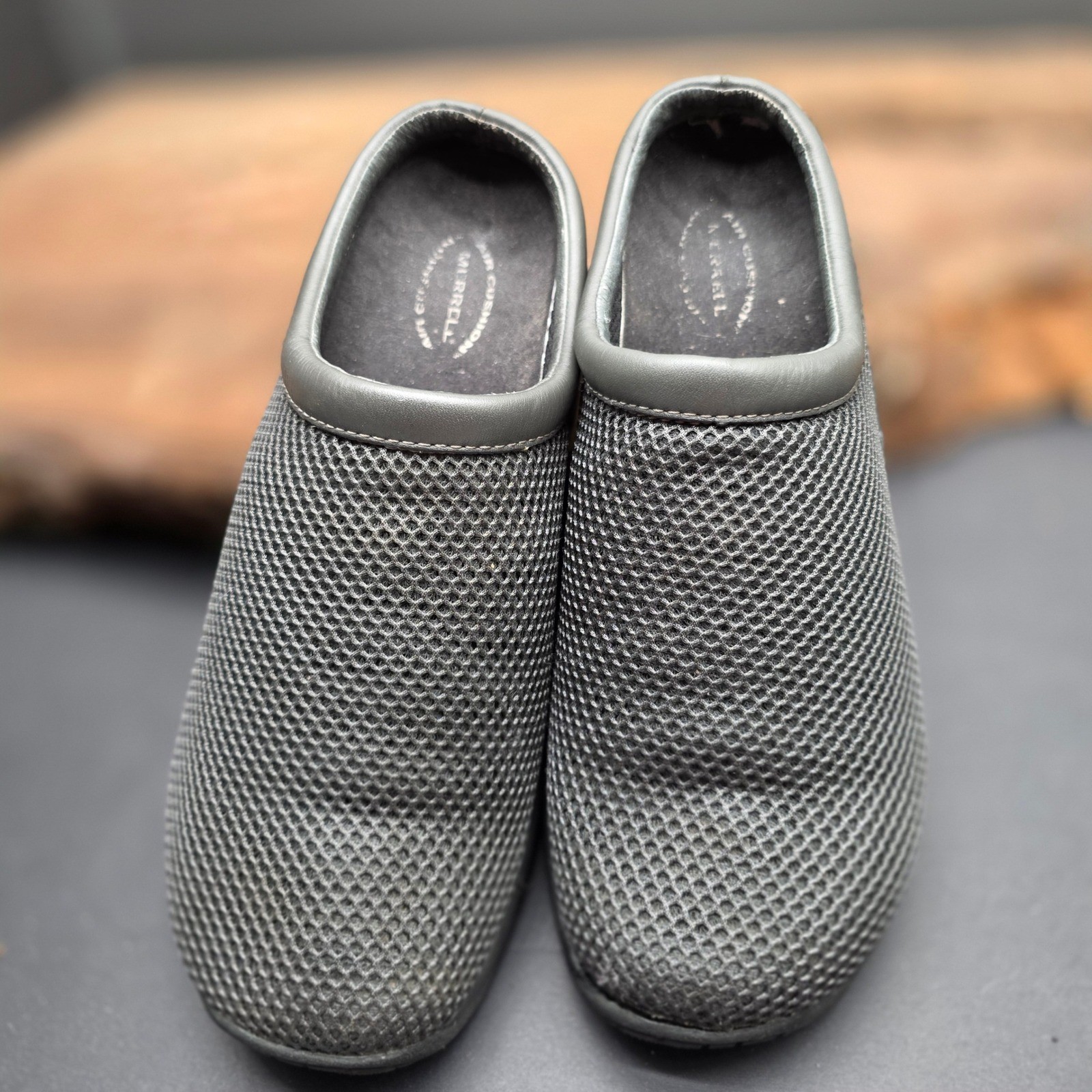 Merrell Encore Breeze Clogs W 10 Gray Mesh Air Cushion Slip On Mules Athleisure