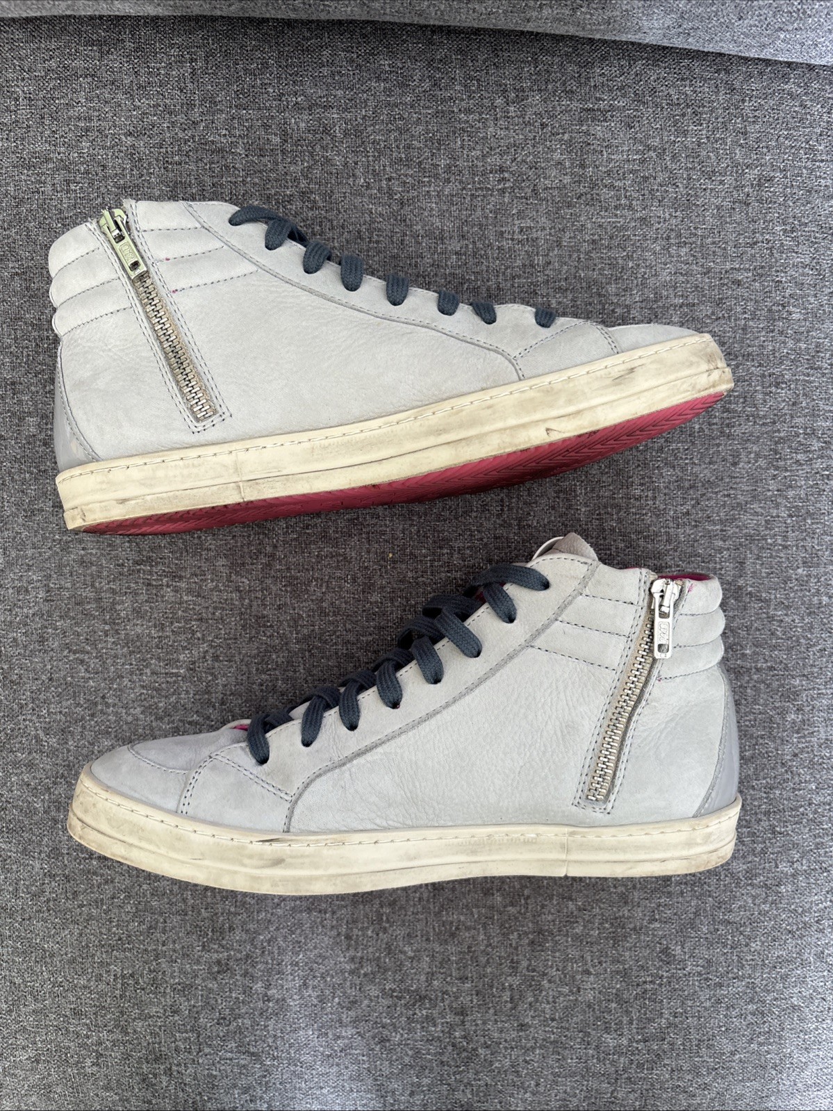 P448 High Top Sneaker Women EU 39 US 8.5 Italy Light Gray Pink Skate Zipper NICE