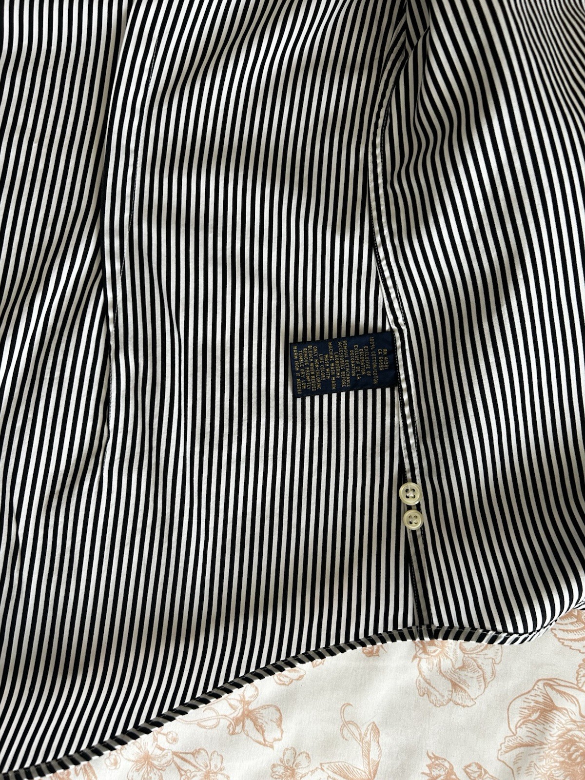 Polo Ralph Lauren Custom Fit Black/White Striped Dress Shirt Mens 12 LS