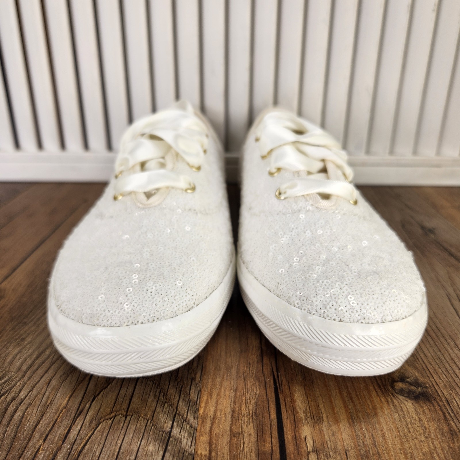 Keds Champion Sequins Celebration Womens Sz 9.5 Off White Sneakers Shoes WF66722