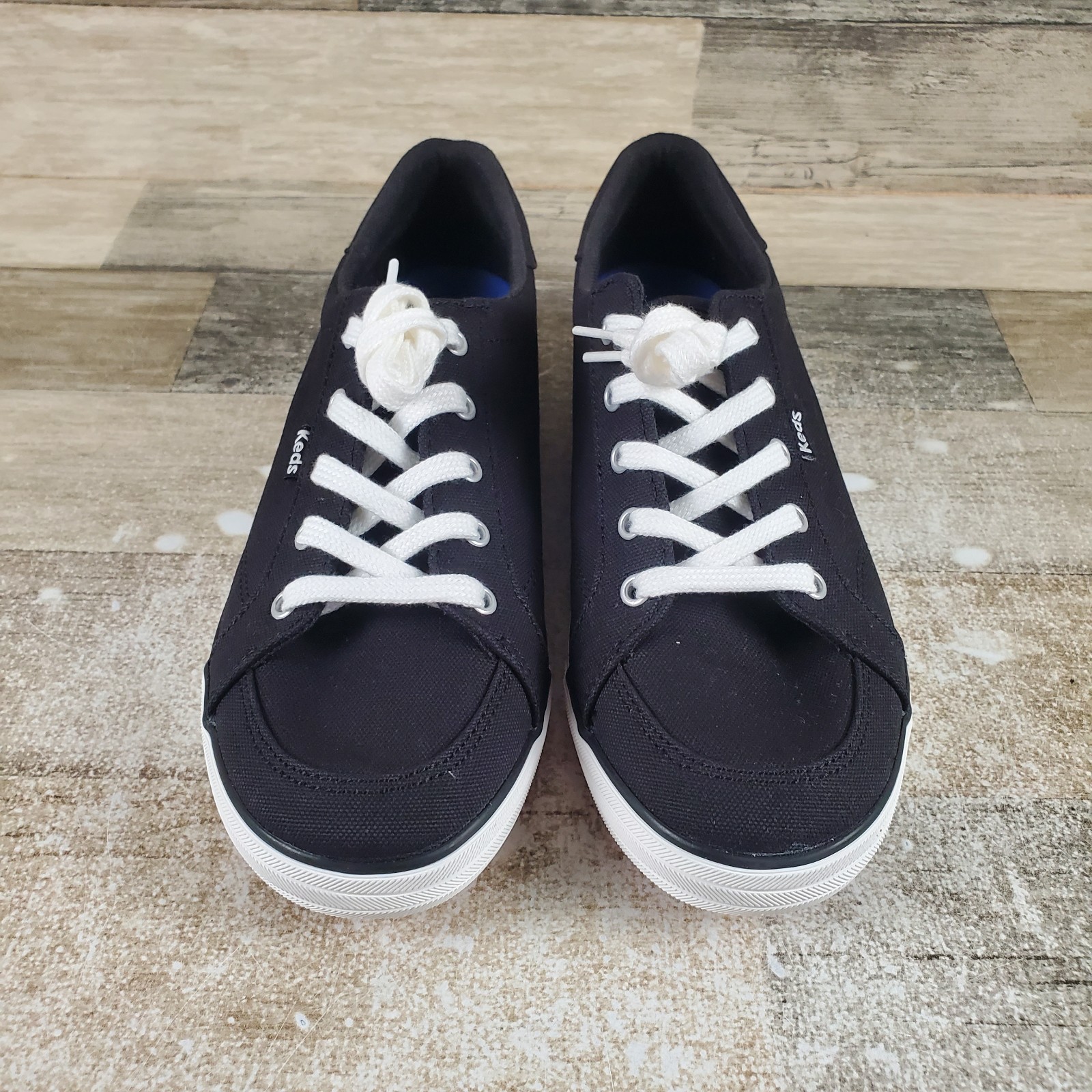 Keds Center III Womens Shoes Sz 8.5 Wide Athletic Black Canvas Lace Up Sneakers