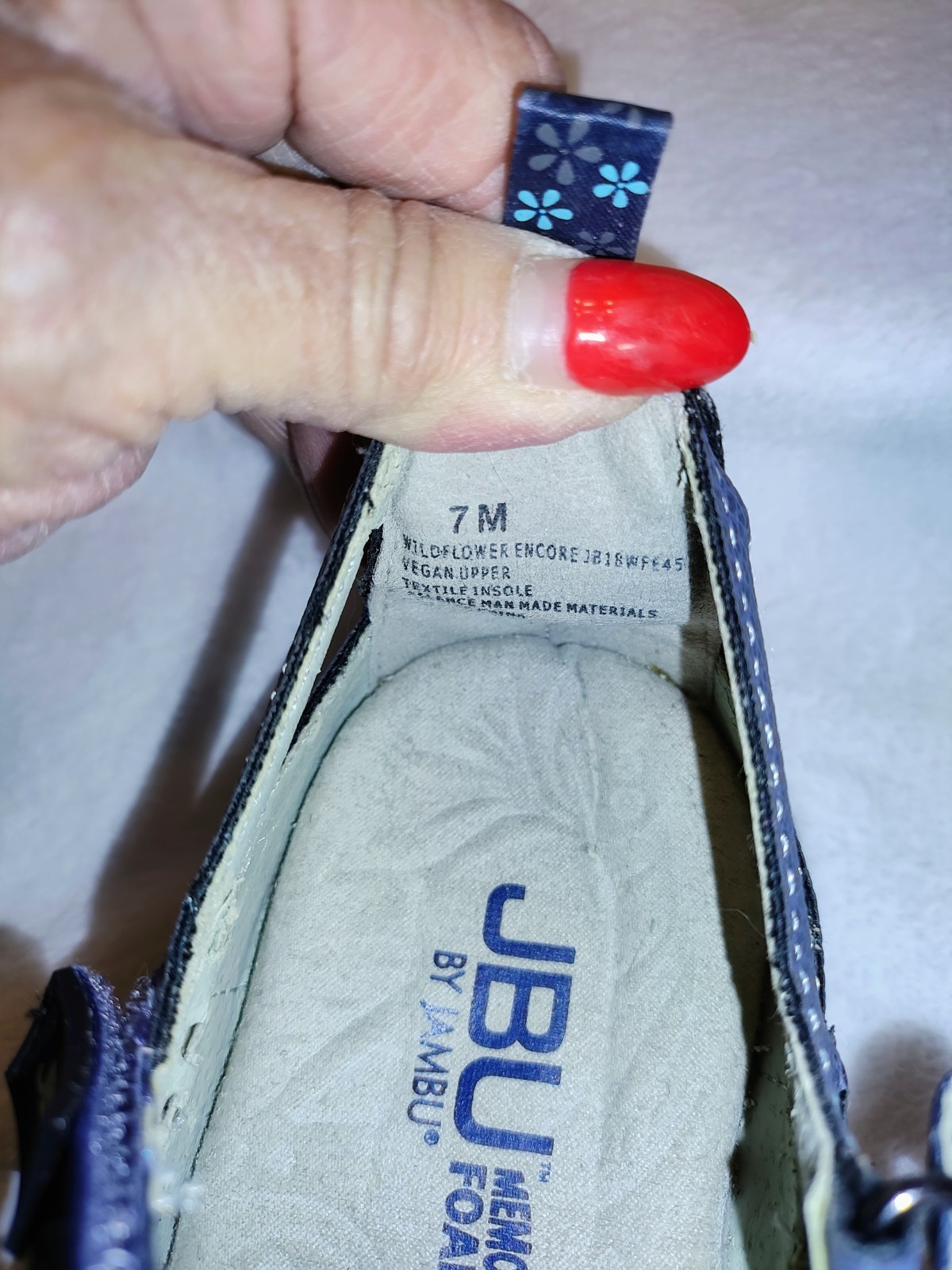 JBU Wildflower Encore Blue Floral Mary Jane Flats Memory Foam Women’s 7M
