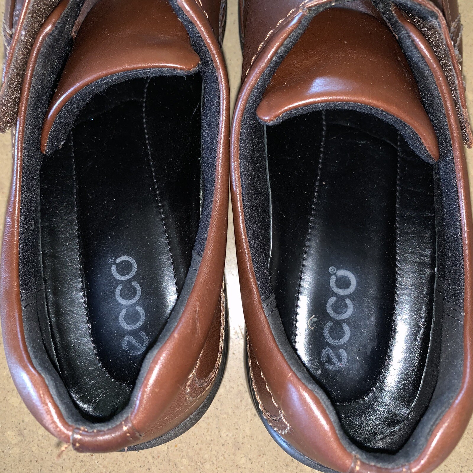Ecco Shoes Sz 40 Hook Loop Adjustable Strap Brown Leather Monk Women 9 / 9.5