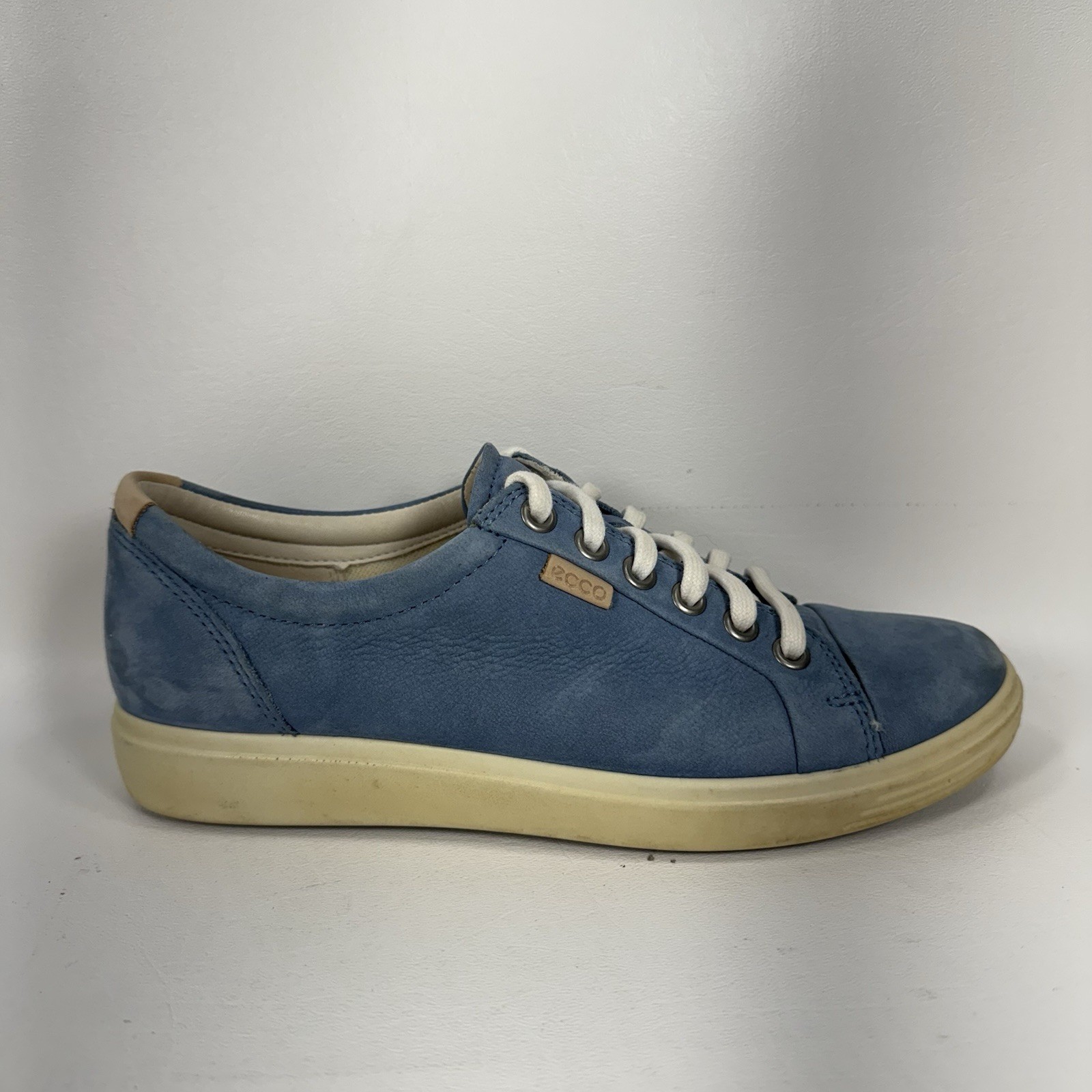 Ecco Soft 7 Women’s Retro Blue Nubuck Leather Casual Shoes Sneakers Size 5