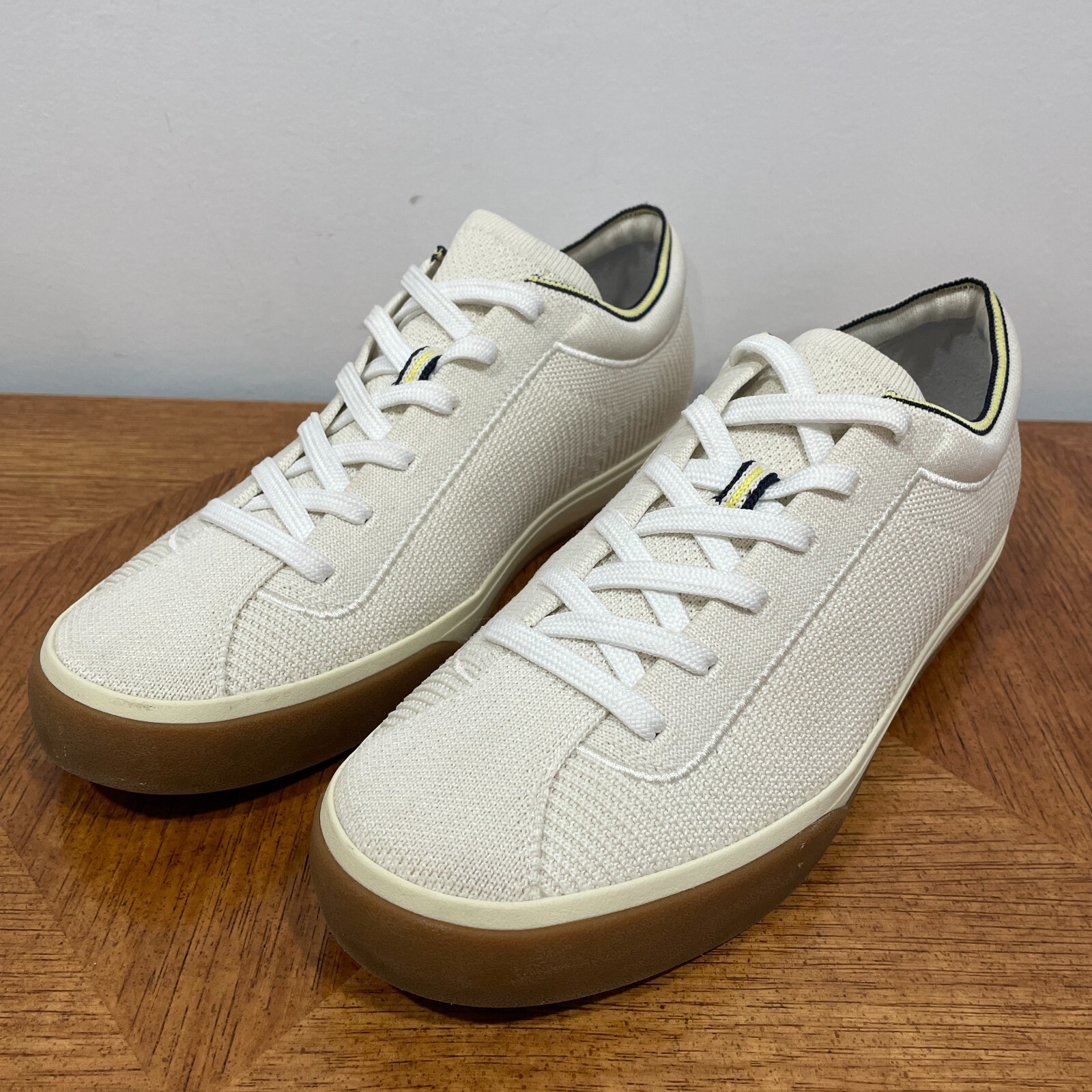 Rothy’s The Lace Up Sneaker Womens 9 Blonde Ivory Knit Comfort Low Top Shoes