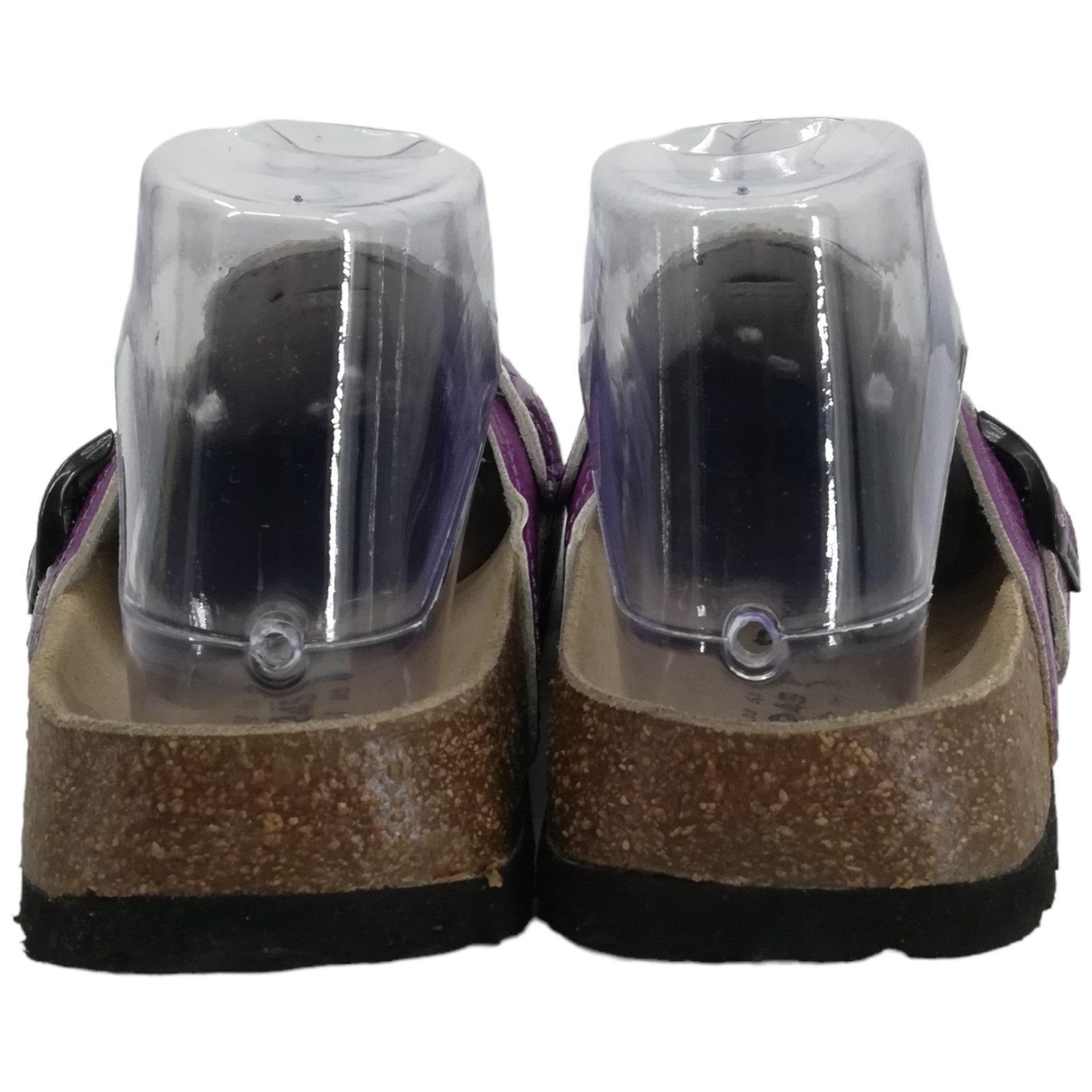 Betula Birkenstock Purple Slip On Leather Clogs Size 38 US 7 Flower Perforated