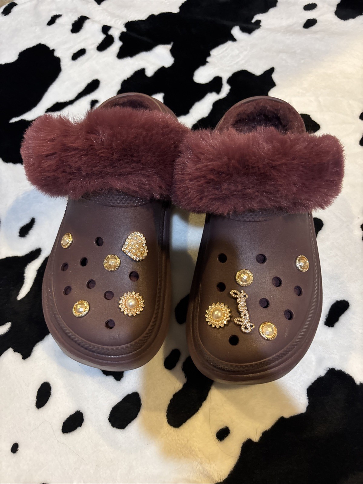 Crocs Womens Furever Crush Lined Platform Clogs Dark Cherry M7 W9 $75 208446