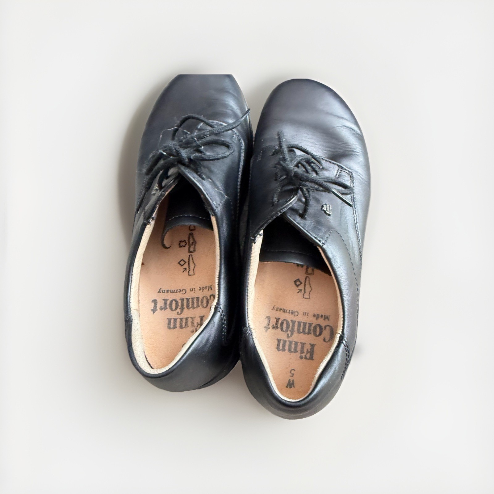 Finn Comfort Germany Black Leather Comfort Shoes Womens 6 EU 37 Orthopedic