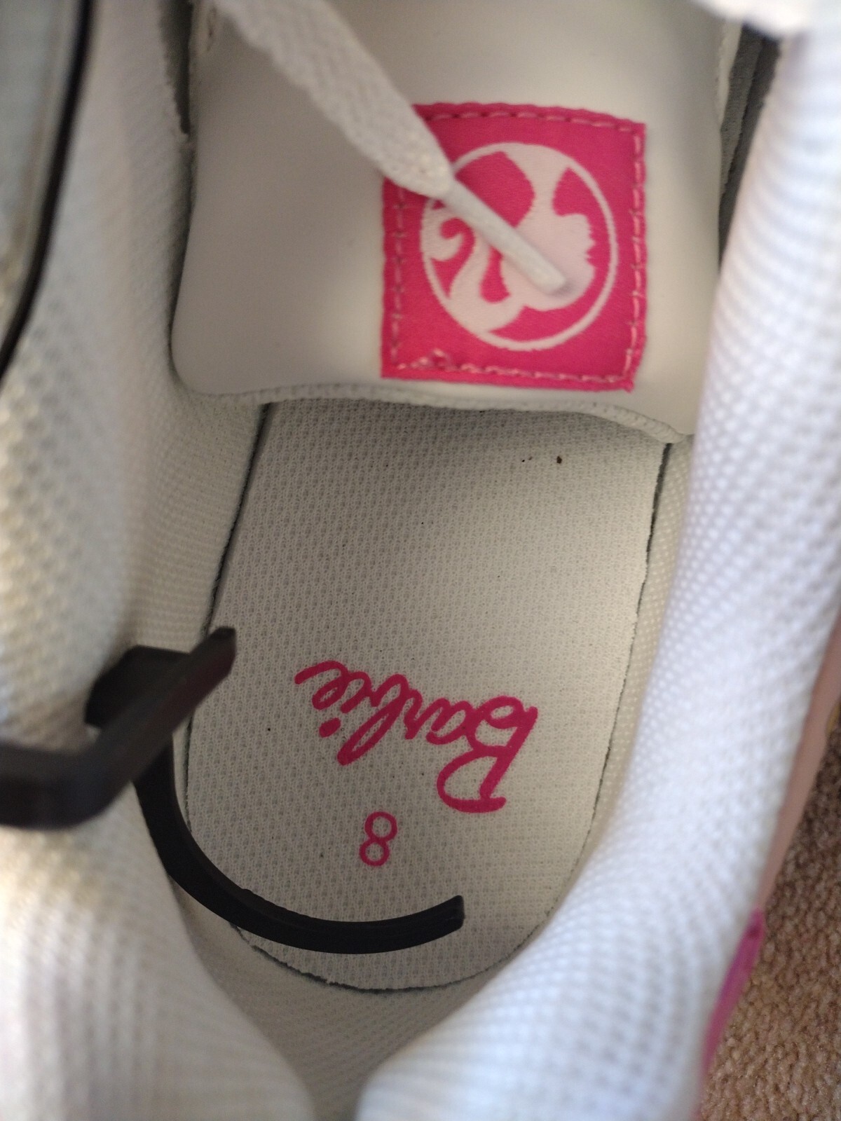 Barbie Women’s Sneakers Pink Size 8 Colorful Flower Print Logo School Vacation