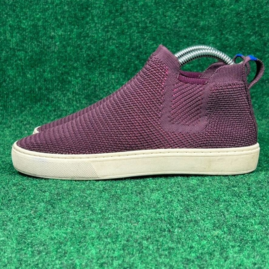 Rothys Sustainable Knit Chelsea Slip On Ankle Sneaker Womens 6.5 Plum White