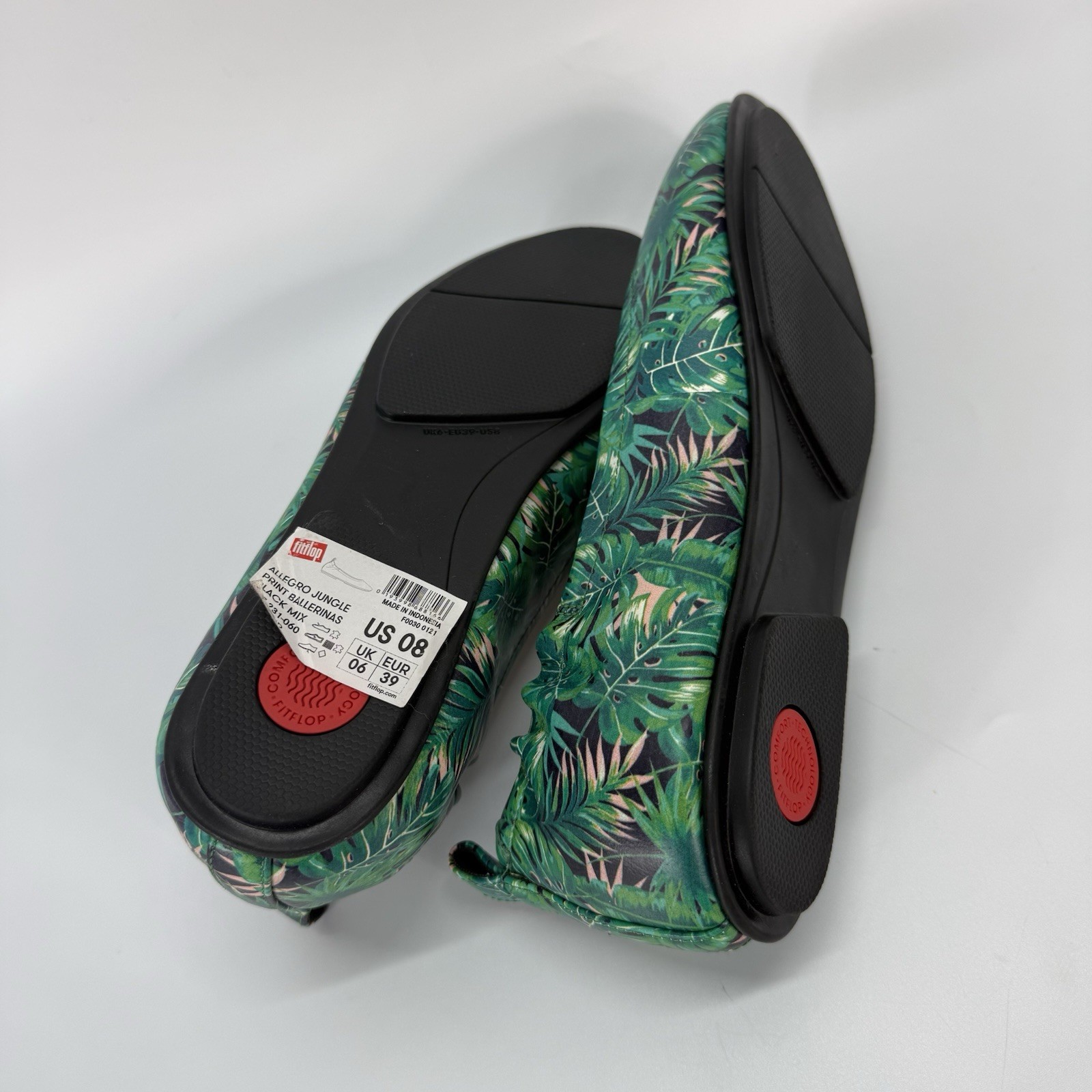 FITFLOP Allegro Jungle Print Ballerina Flat Shoes Comfort Leather