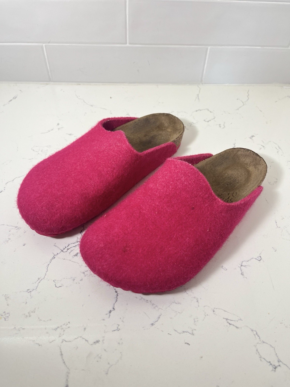Birkenstock Amsterdam Felt Clog Women’s Size 38 Hot Pink Mule Comfort Vegan