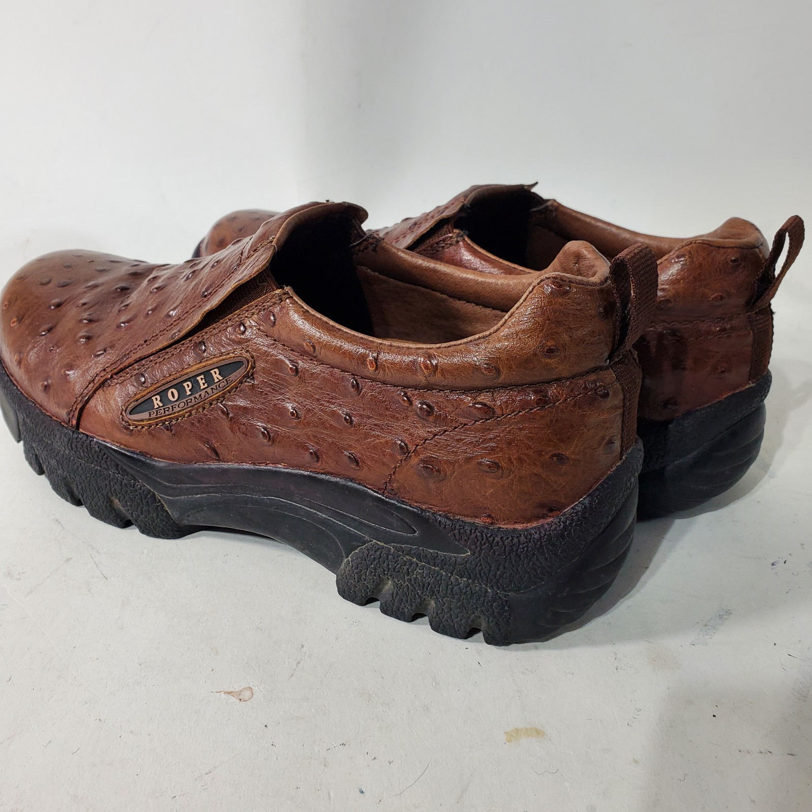 Roper Clog Mule Womens Size 8 Brown Faux Ostrich Leather Comfort Western Cowgirl