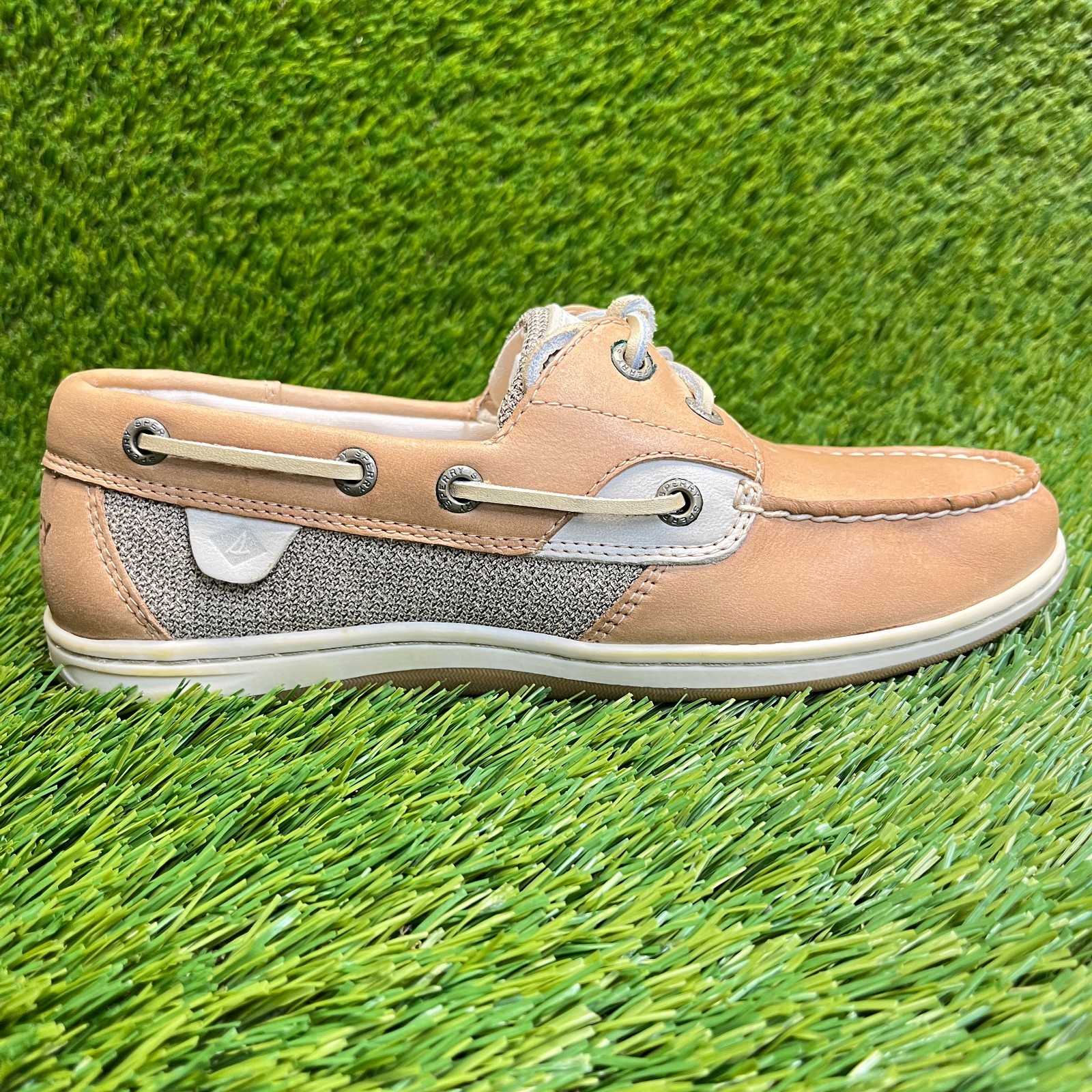 Sperry Koifish Womens Size 7 Brown Beige Gray Casual Leather Slip On Boat Shoes