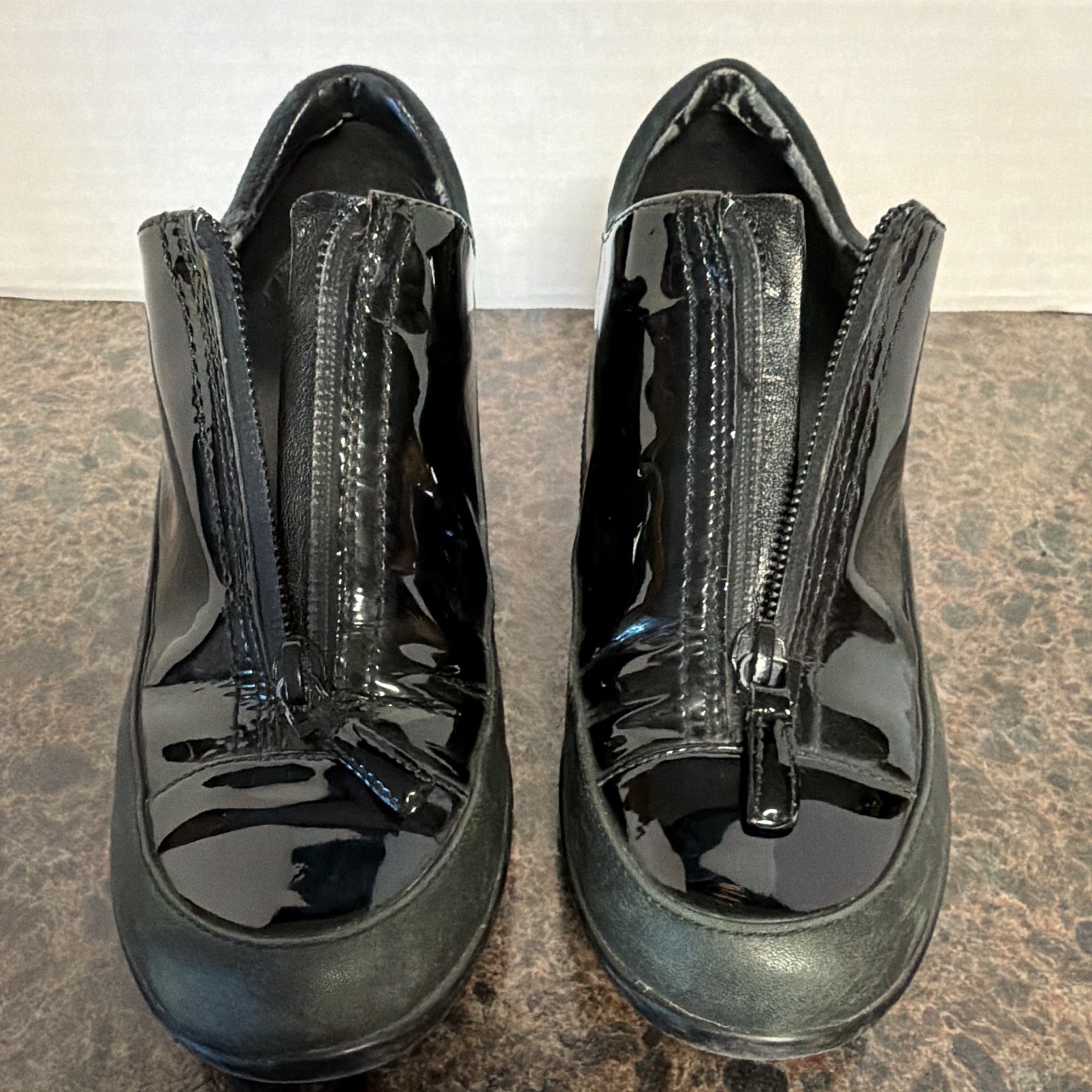 Cole Haan Women’s Black Patent Leather Waterproof Zip Wedge Sneaker 7B