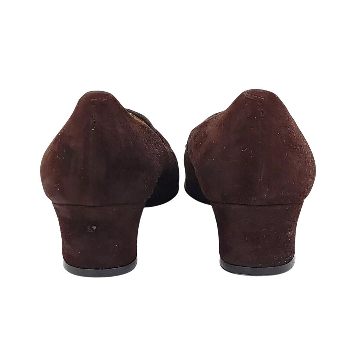 Bally Women Talens-U Block Heel Slip On Penny Loafers Size US 5.5M Brown Suede