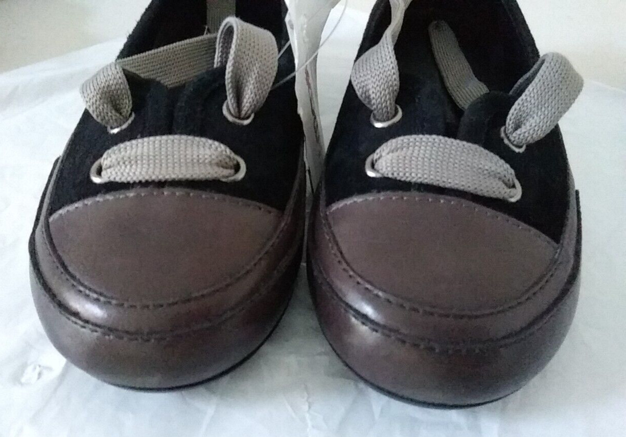 CANDICE COOPER Candy Bow Sneaker Ballet Flat Brown/Black Leather+Suede (5) NWOB