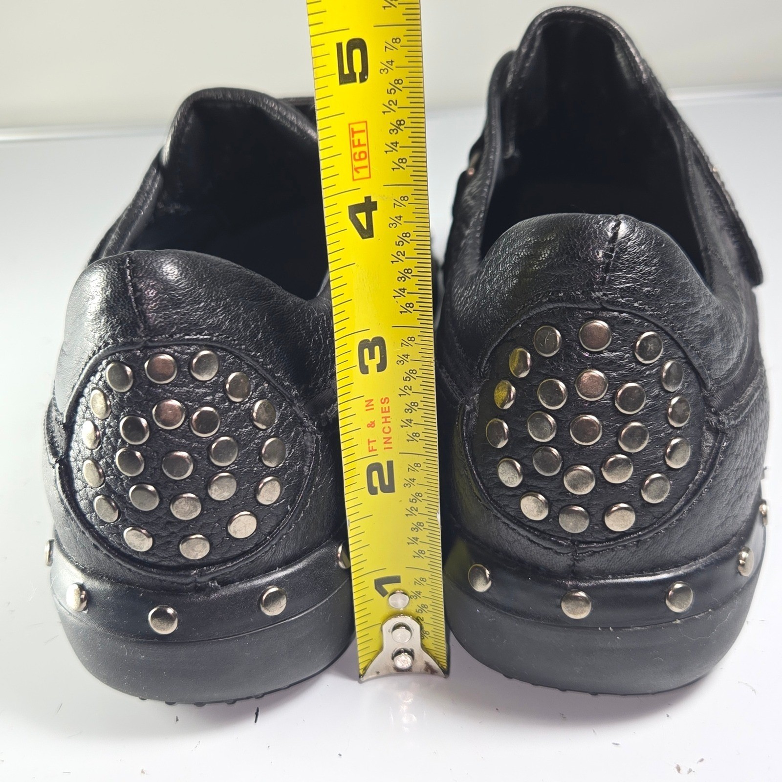 Stuart Weitzman Black Leather Studded Embellished Strap Sneakers Shoes Size 7