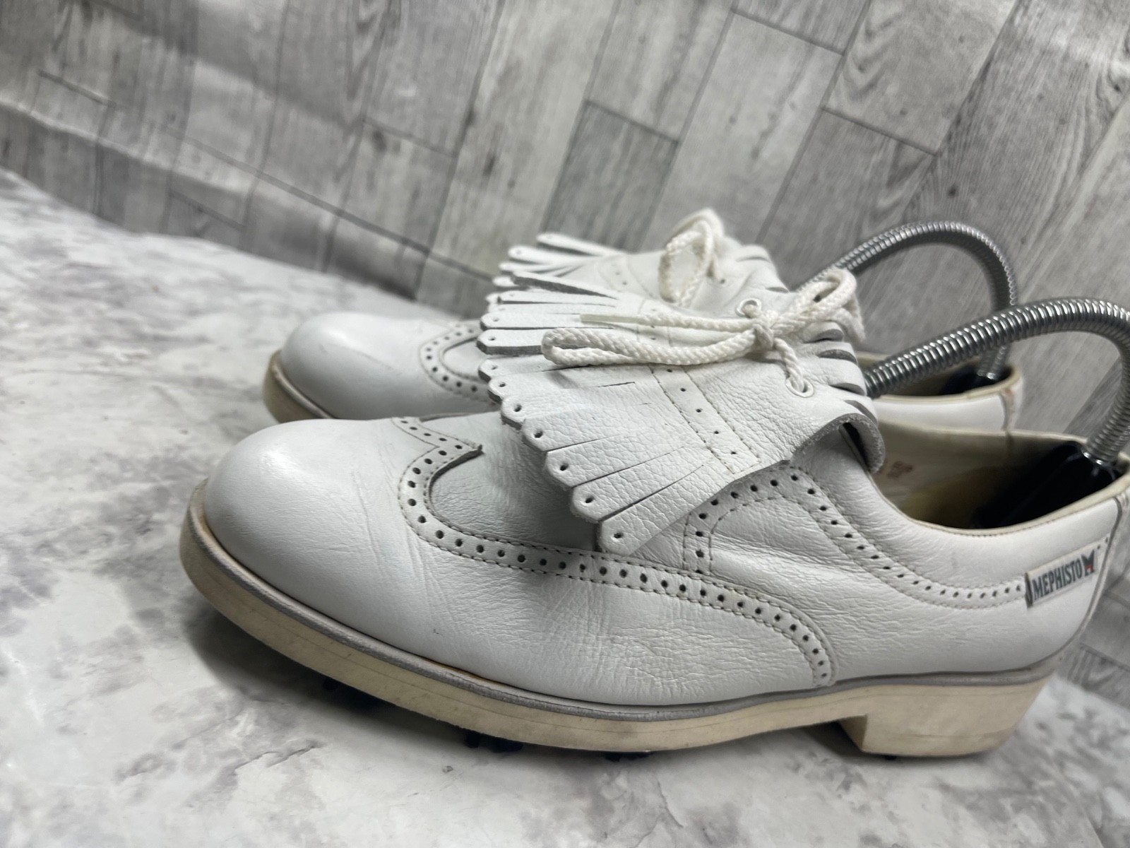 Mephisto Golf Shoes Women 8.5M Air-Relax Shoes White Leather Wingtips Kiltie