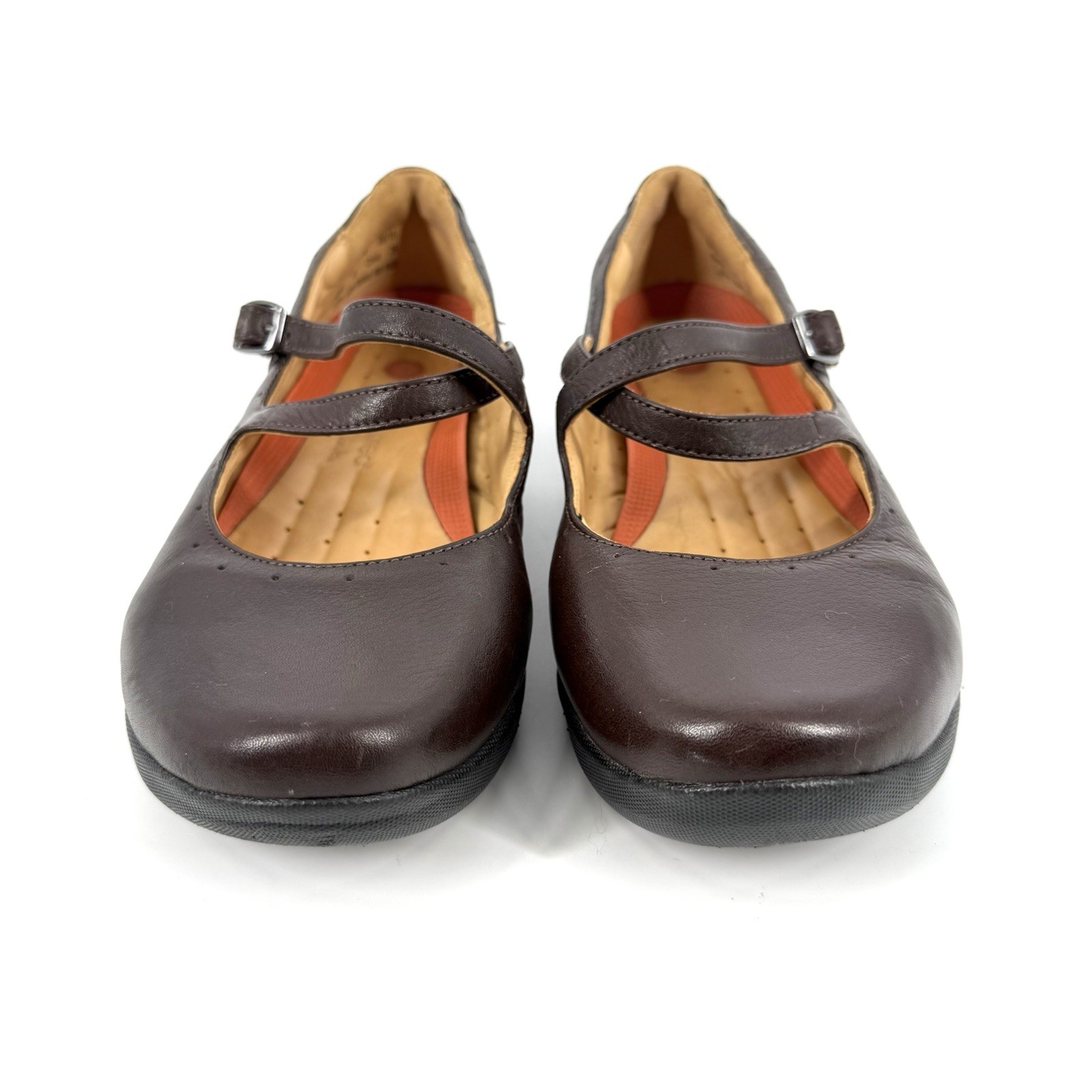 Clarks Unstructured Mary Jane Shoes Womens Size 8W Brown Leather Cross Strap