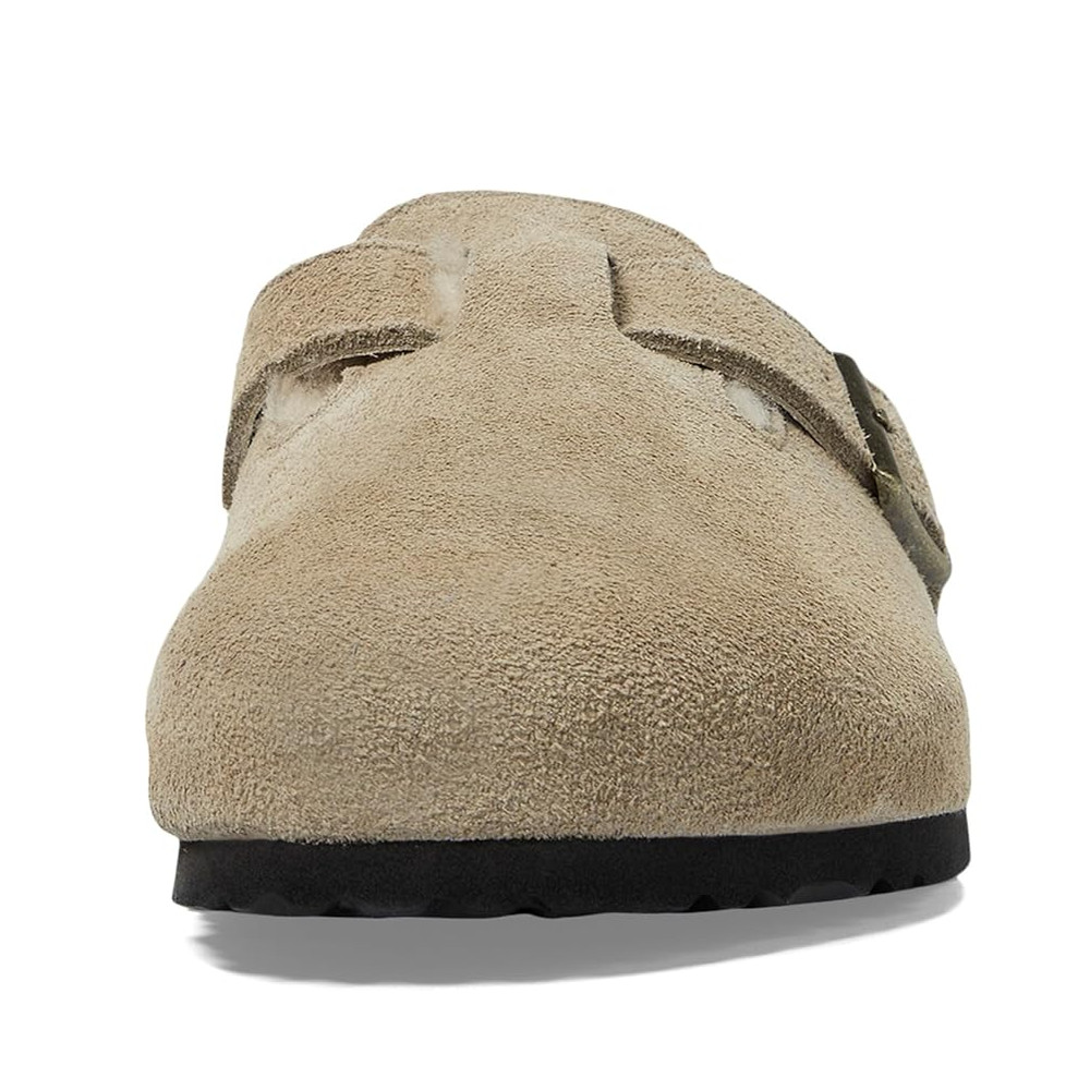 Birkenstock Boston Taupe Suede Shearling Footbed Lining Clog Women’s Shoes