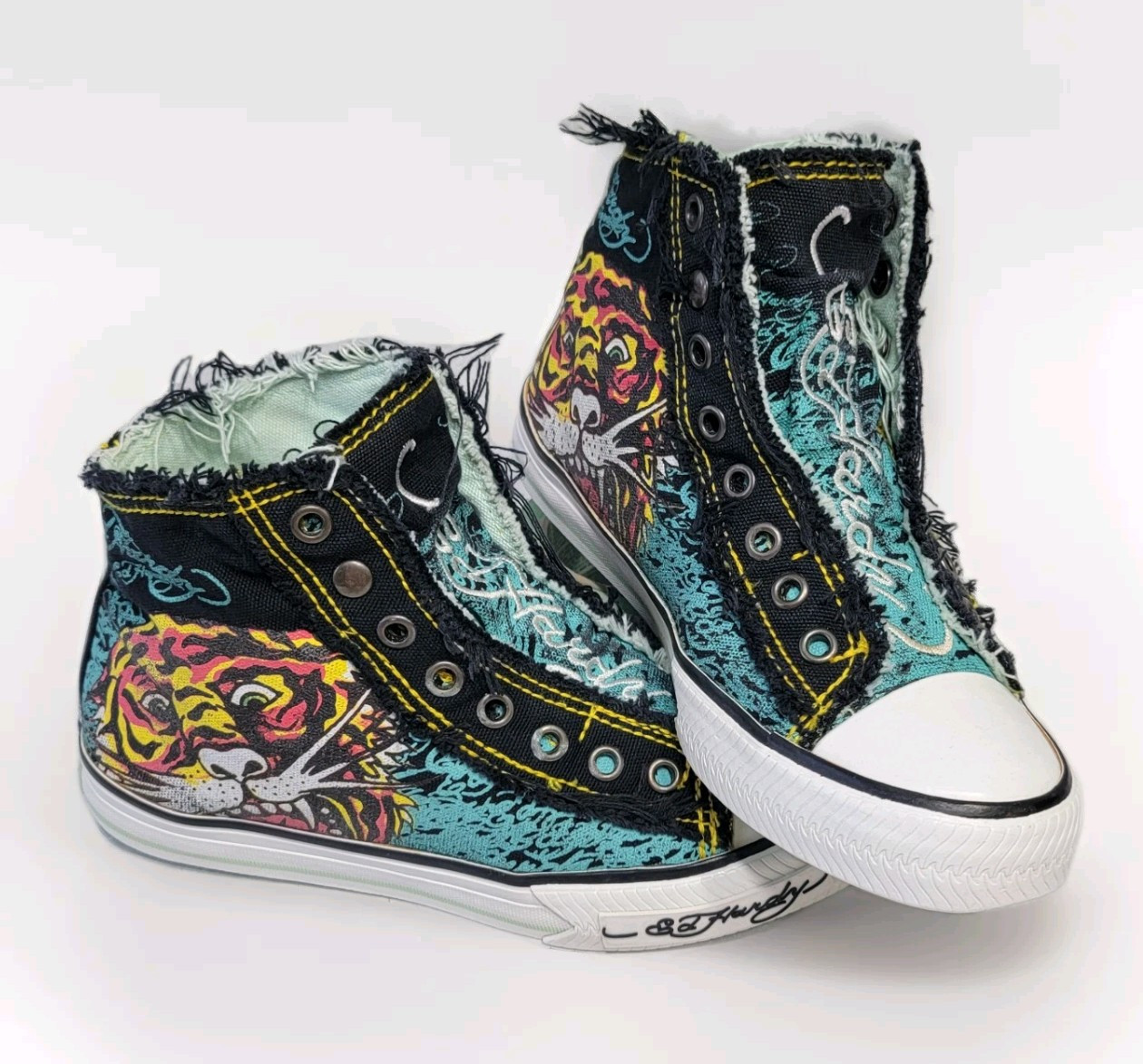VTG Y2K Ed Hardy Original Tige Graphic Print High Top Slipon Sneakers Women’s 6