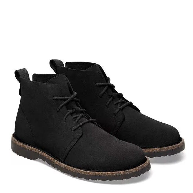 BIRKENSTOCK UPPSALA MID BLACK LACE-UP REGULAR/WIDE WIDTH SHOES SUEDE DESERT BOOT