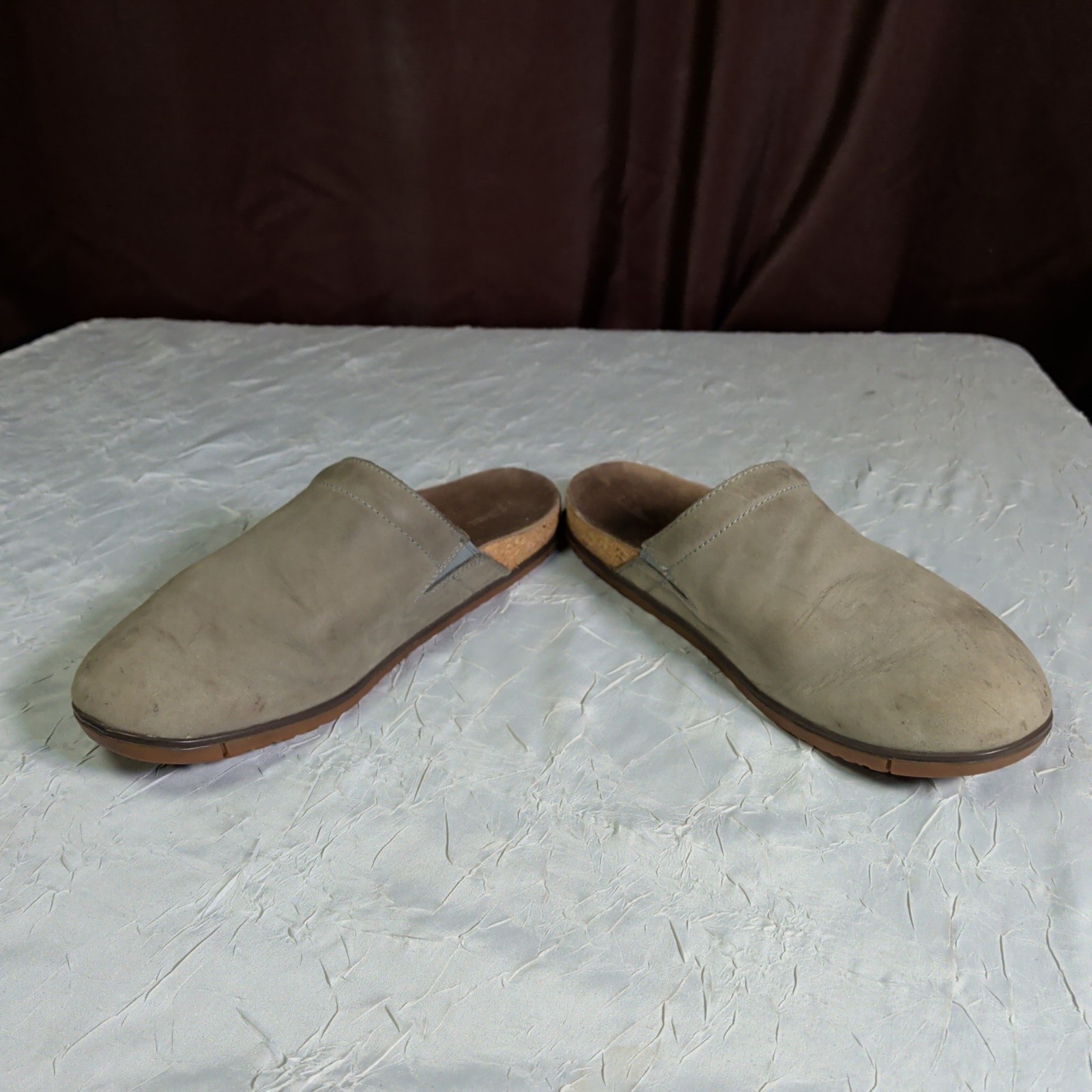 LL Bean Go Anywhere Clogs Womens Size 10 Gray Leather Shoes Bohemian Boho Indie